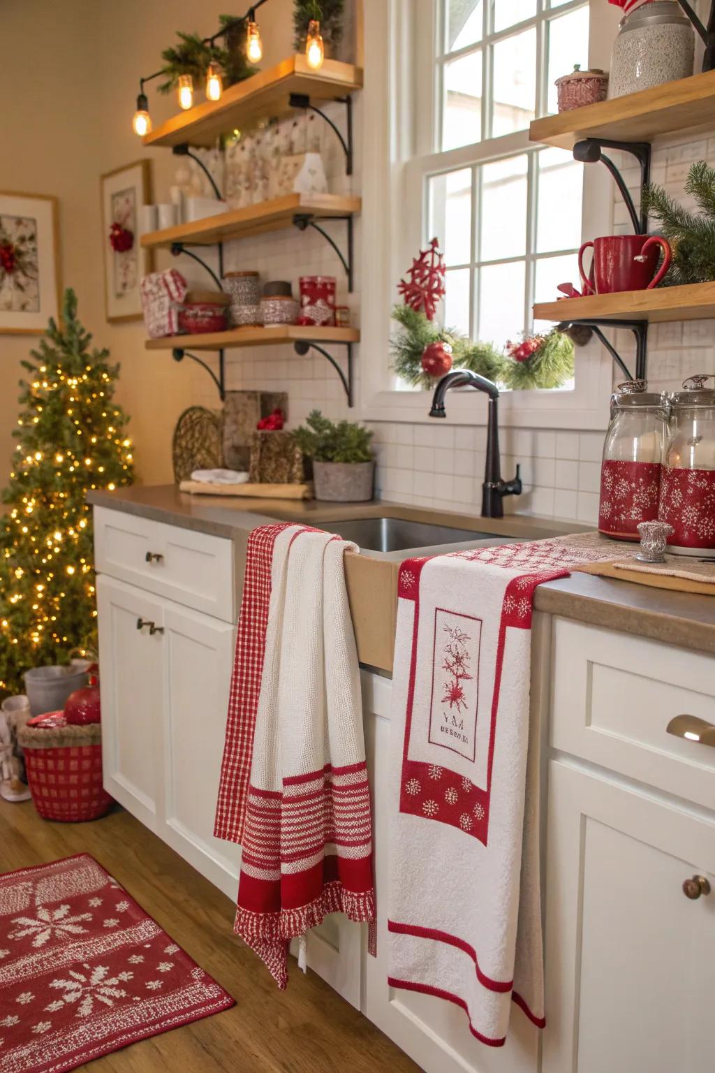 Vermillion and alabaster highlights fashion a quintessential Christmas aesthetic.