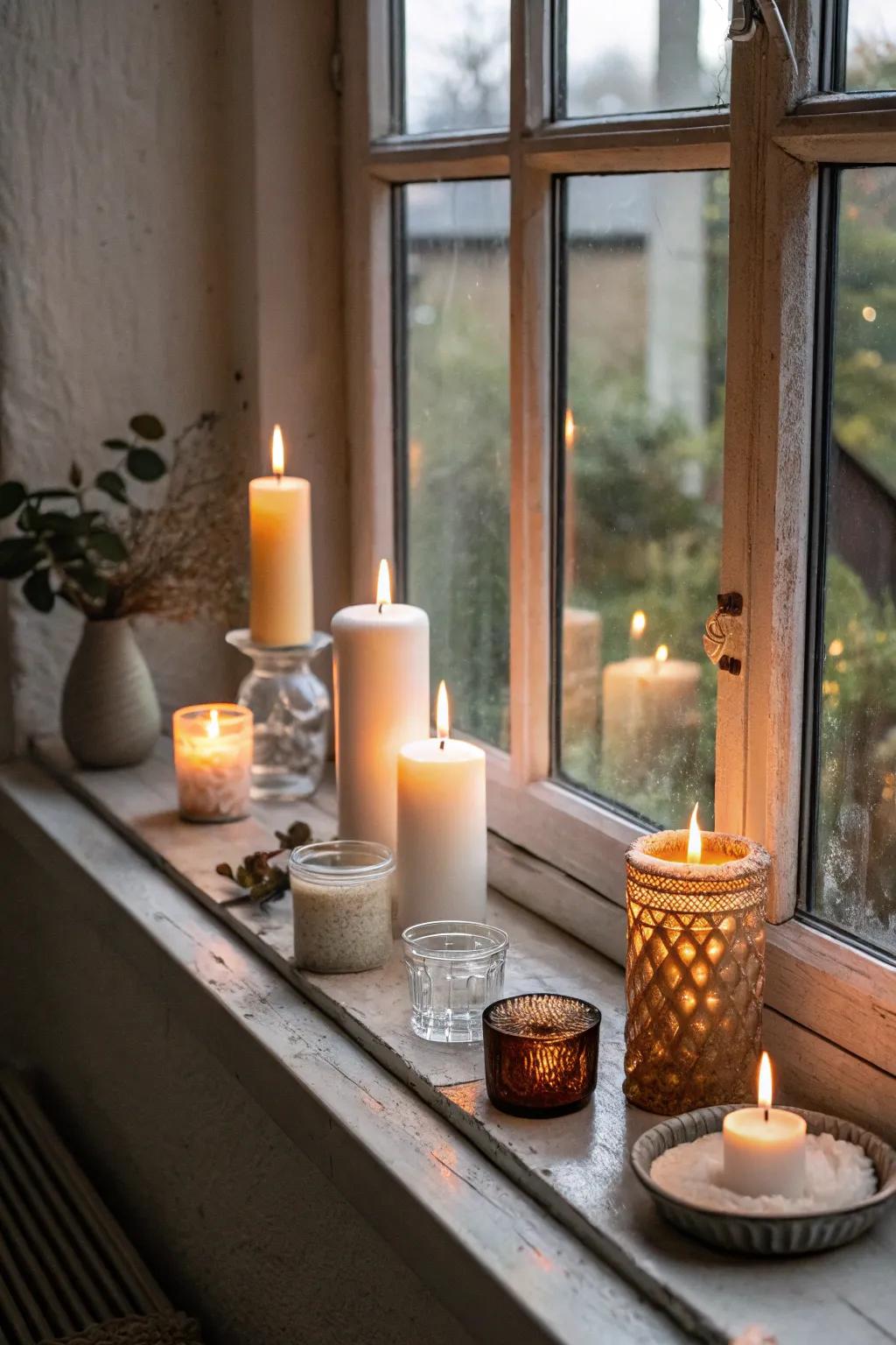 Generate a magical glow with an assortment of lights displayed on your ledge.