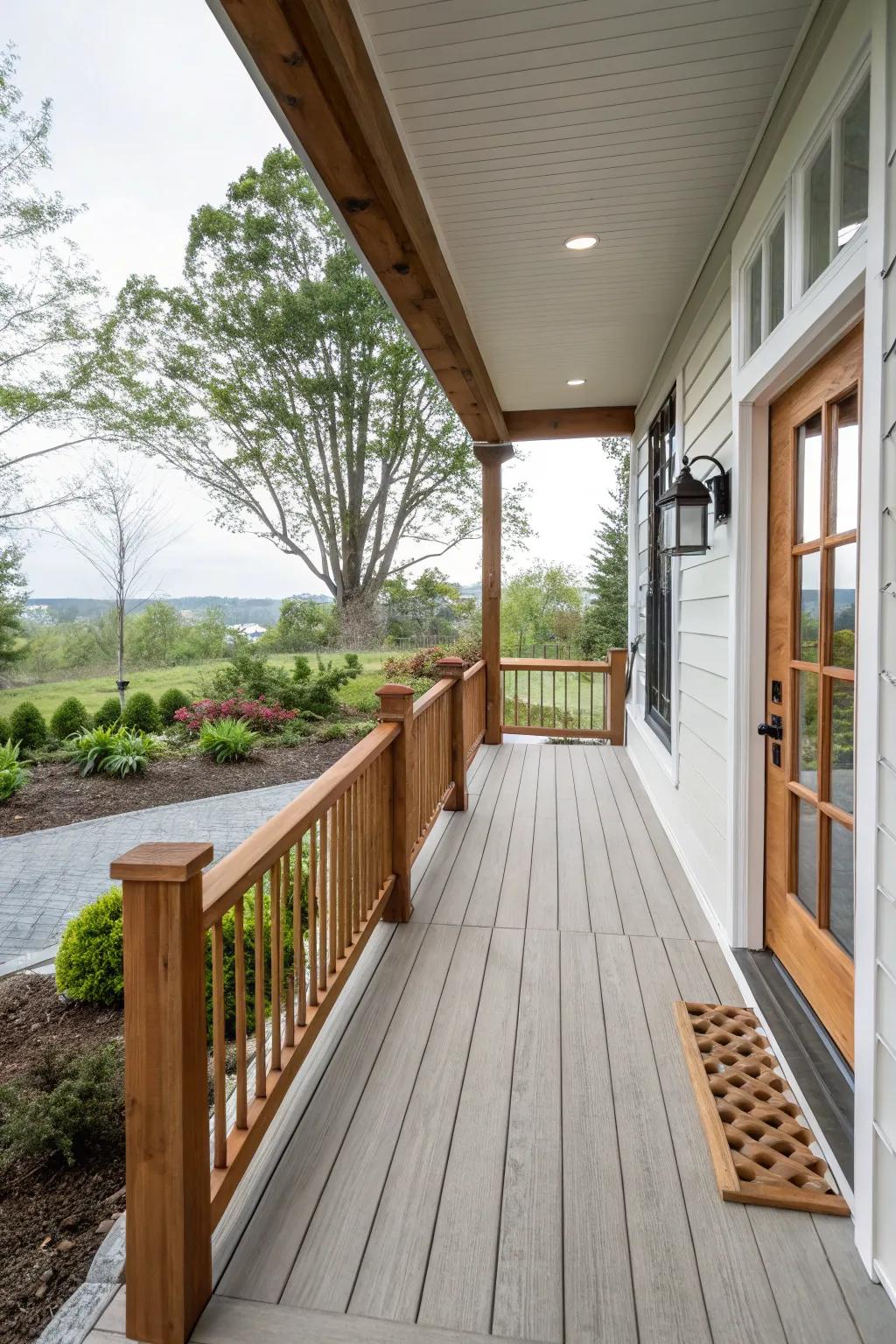 These simple railings give the deck safety and flair.