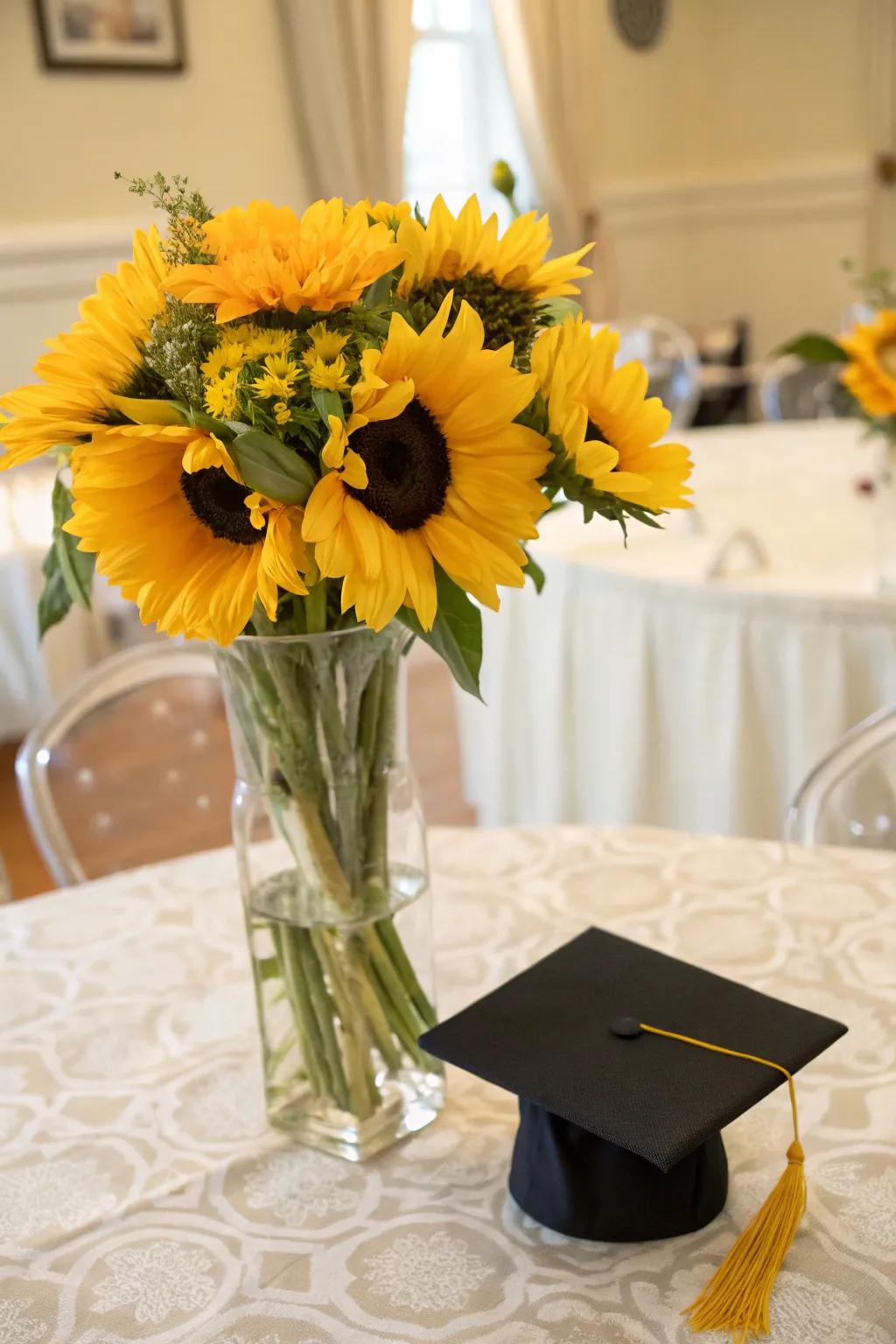 Exquisite floral layout featuring a graduation twist.