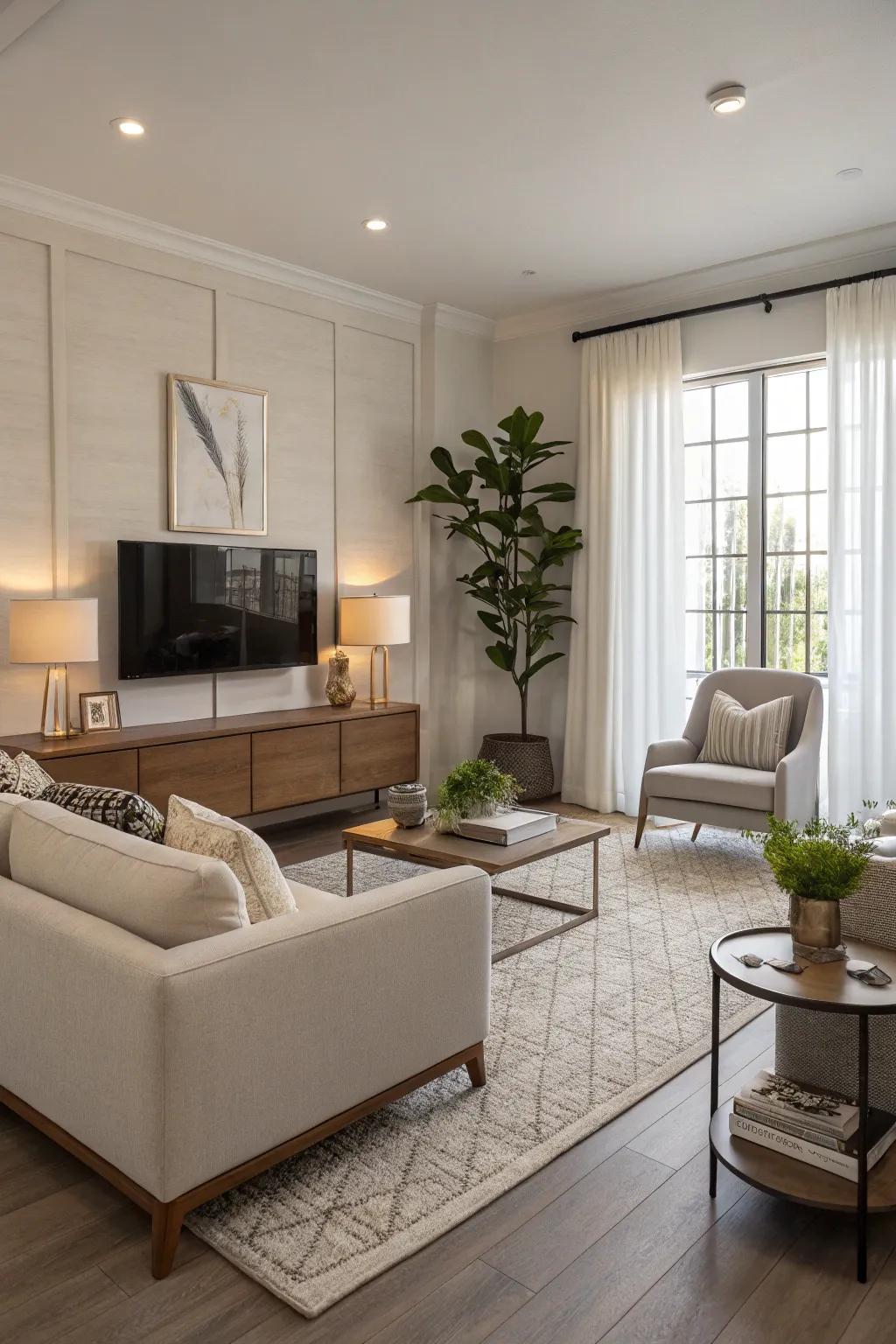 Find tranquility with a modern minimalist Sims 4 living room.