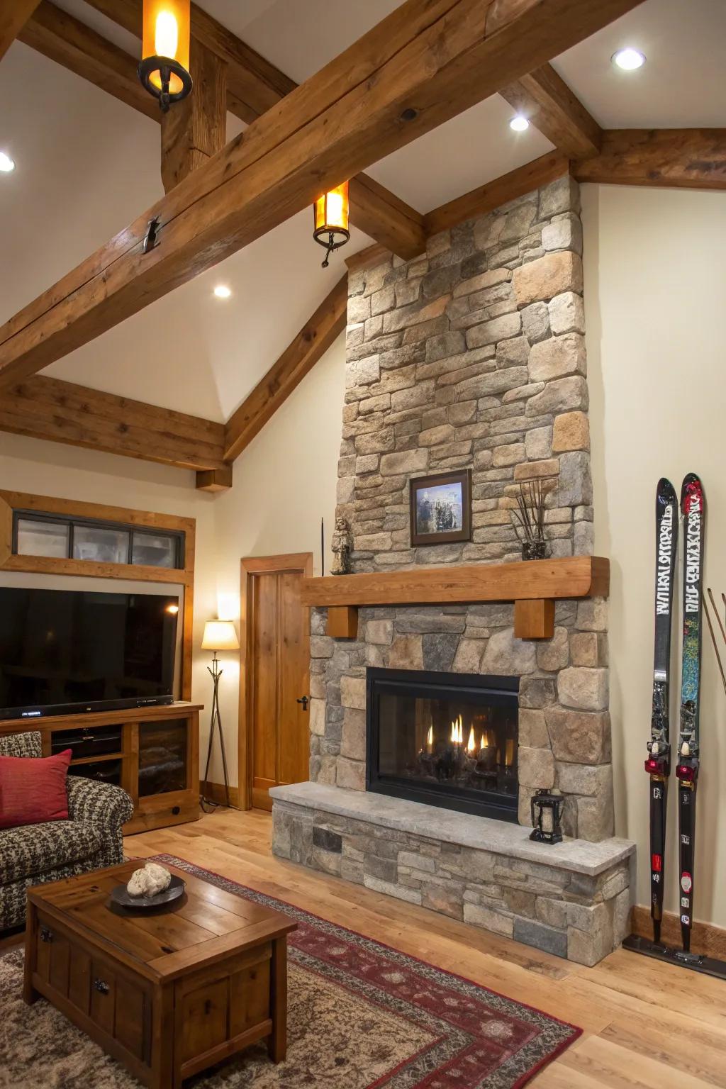Elevate your space with a fireplace that radiates ski lodge warmth.