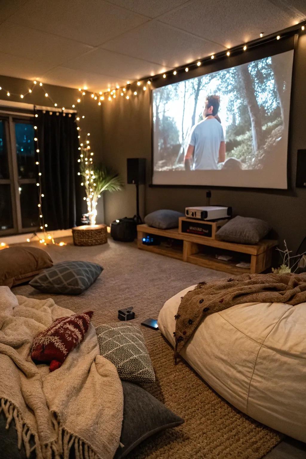 Turn your living room into a comfortable cinema for a movie night.