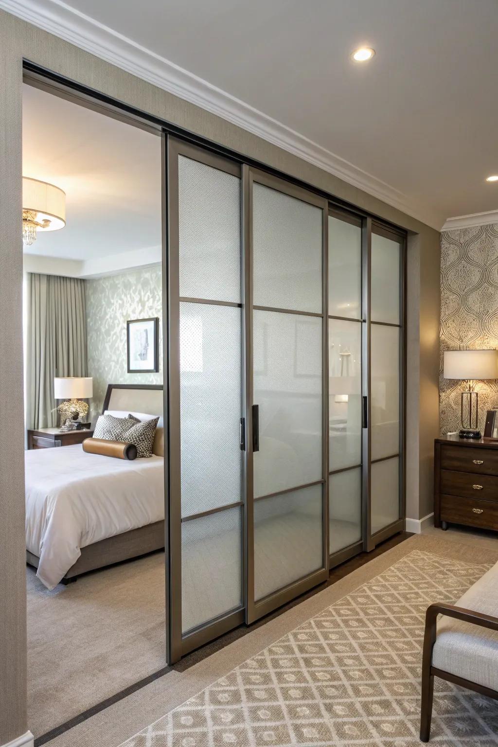 Sophisticated opaque glass panels providing a stylish touch.