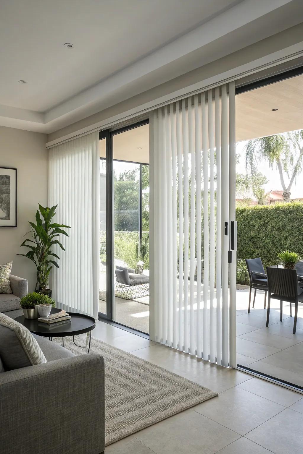 Vertical window coverings provide practicality with a contemporary twist.