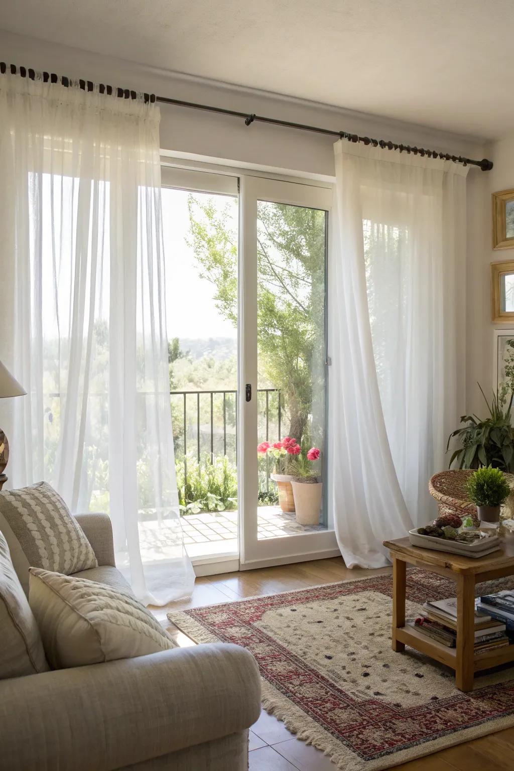 Sheer panels add a bright and airy sophistication.