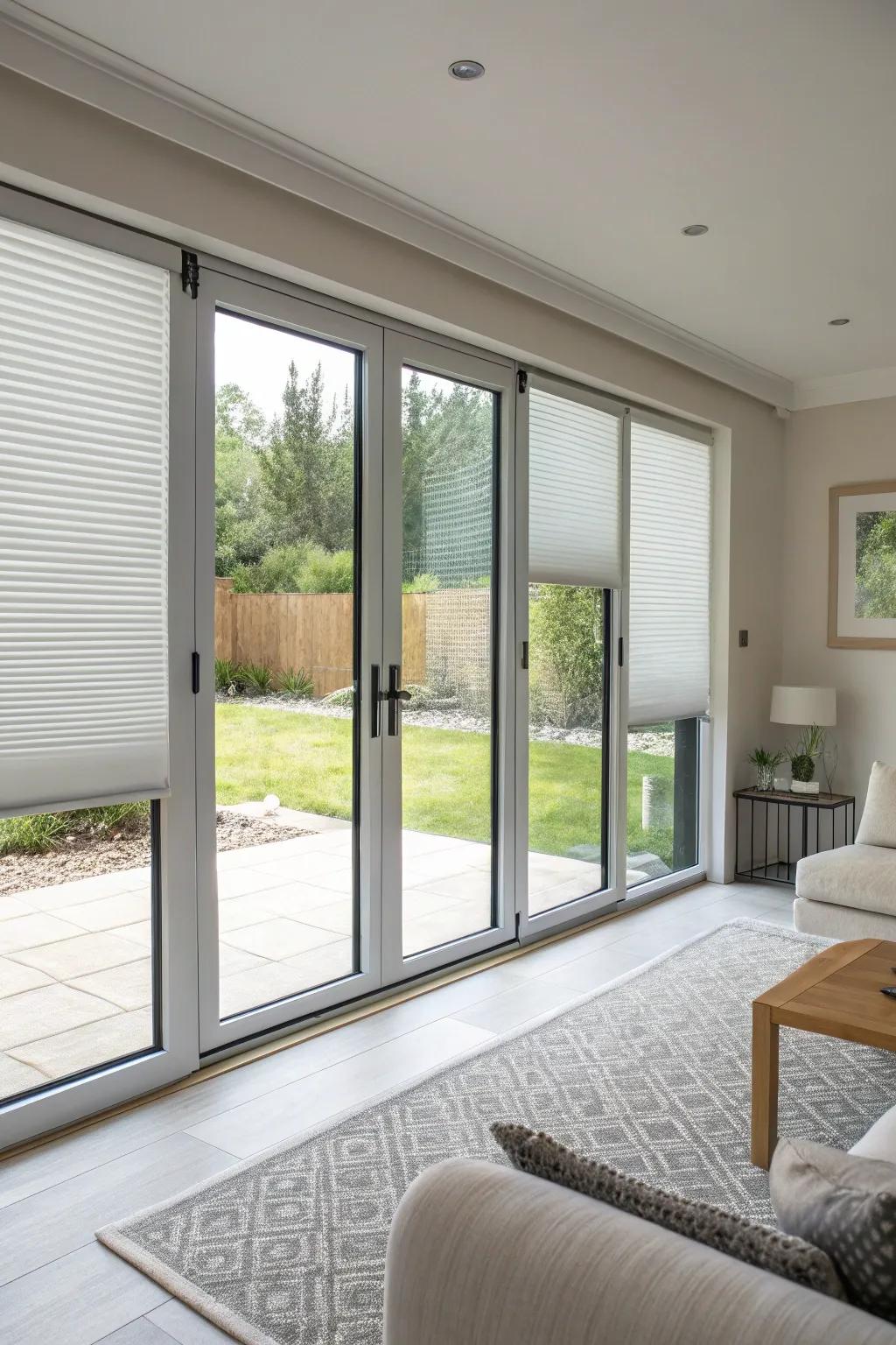 Modern blinds give a clean, simple vibe.