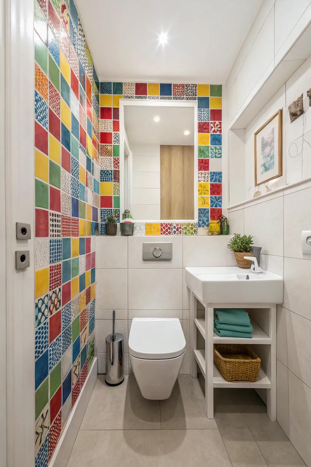 Mosaic tiles give tiny spaces refinement and depth.