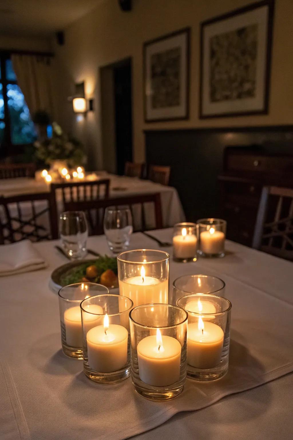 Small candles produce an intimate atmosphere perfect for any event.
