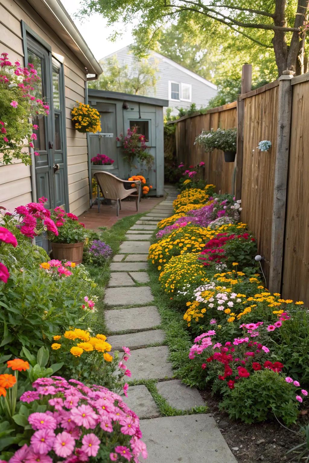 Enhance your pathways with a vibrant flower surround.