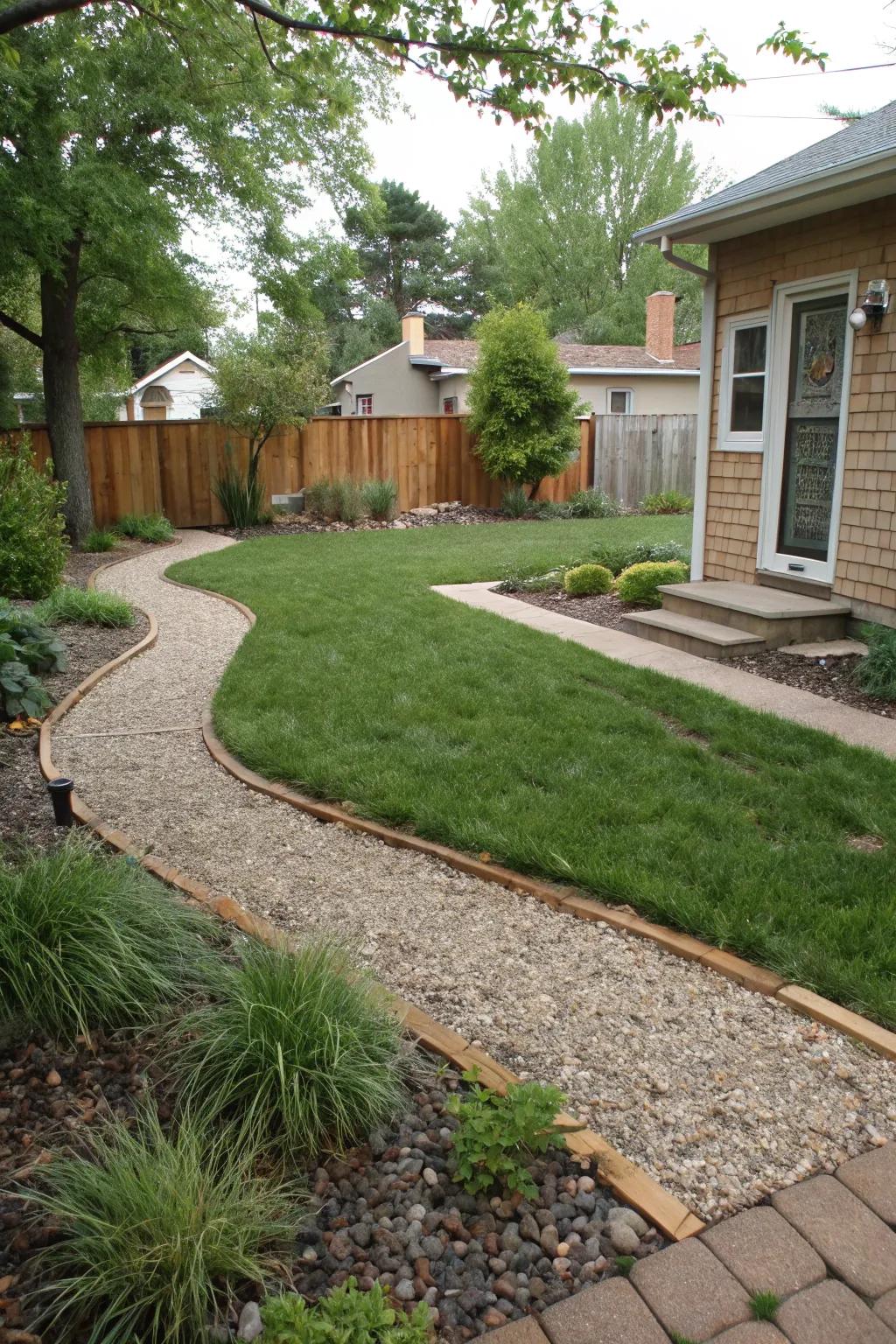Merge grass and gravel to achieve a visually impressive parking space.