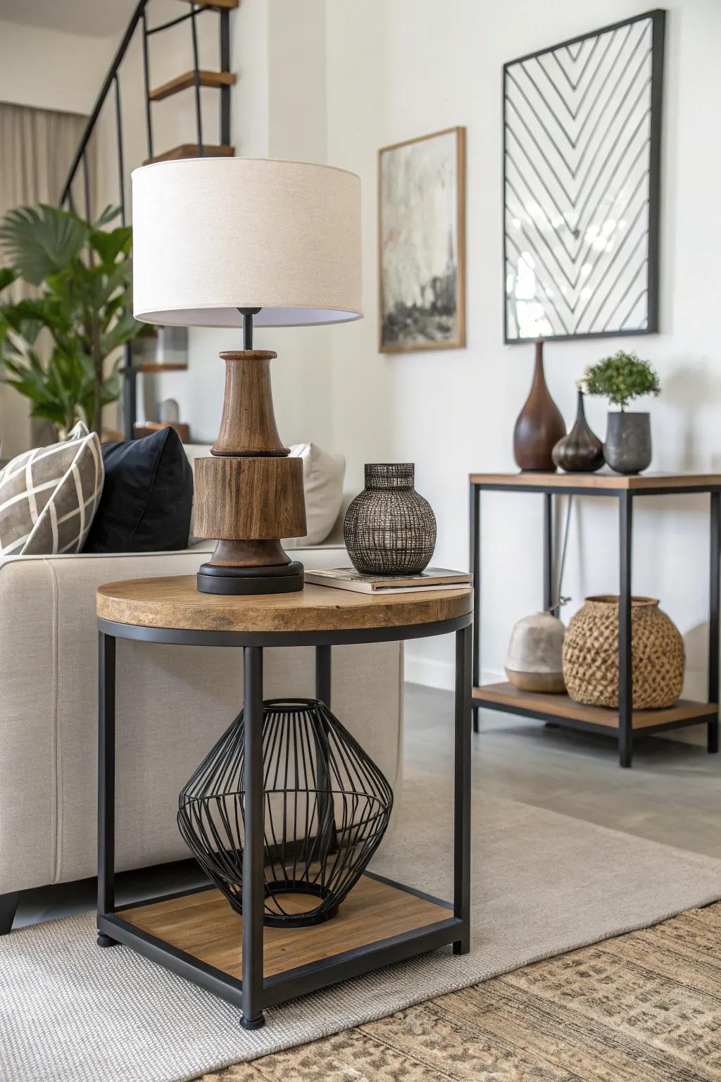 Combining varied materials results in a sophisticated contrast within any setting.