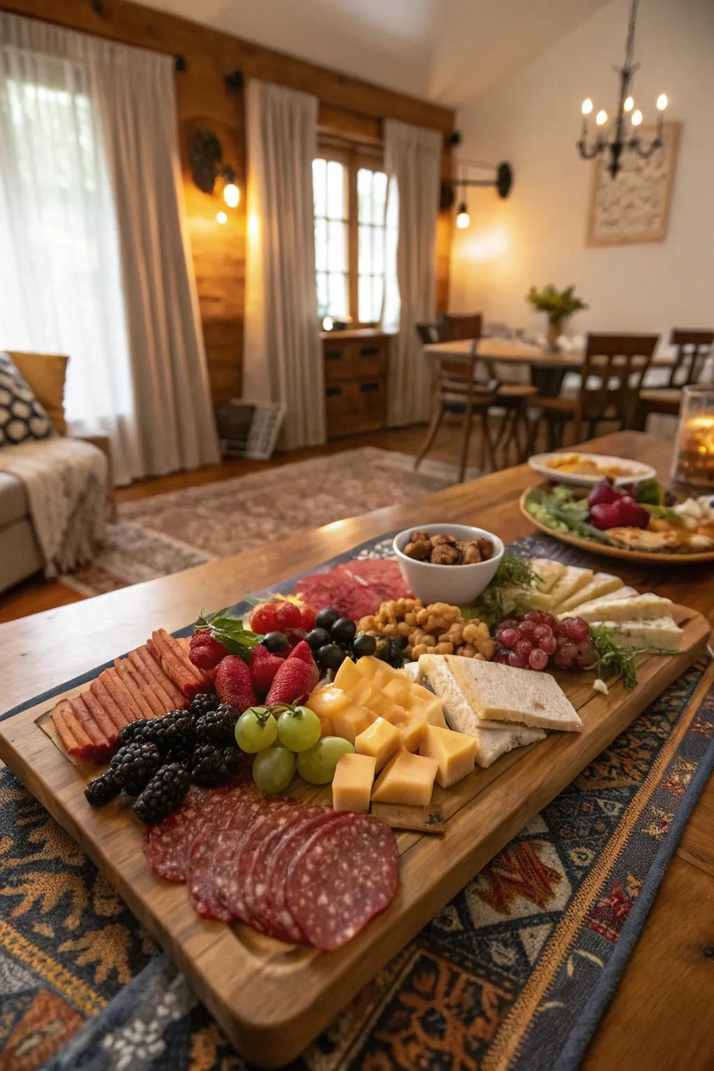 A tempting cured meat selection prepared for party attendees.