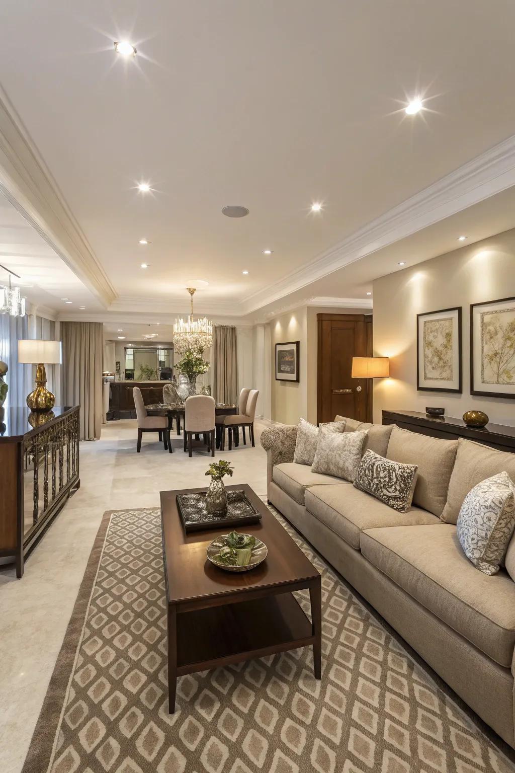 Divide and conquer by using a sofa to neatly split up areas.