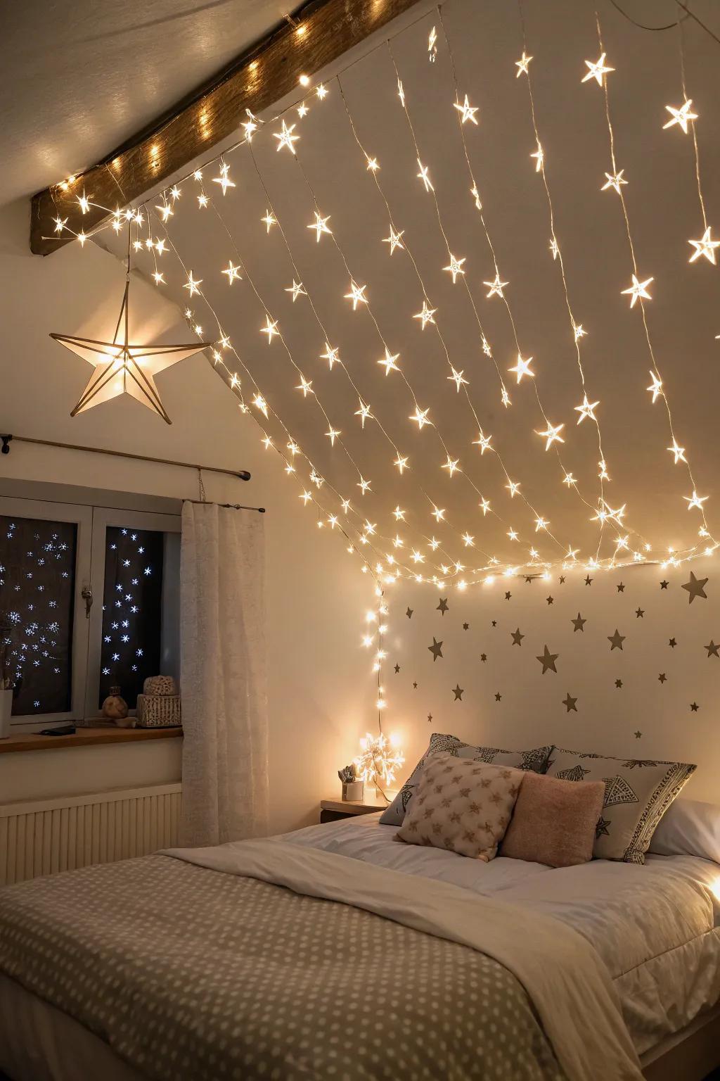 Enjoy a personalized star canopy above your bed with LED ceiling lights.