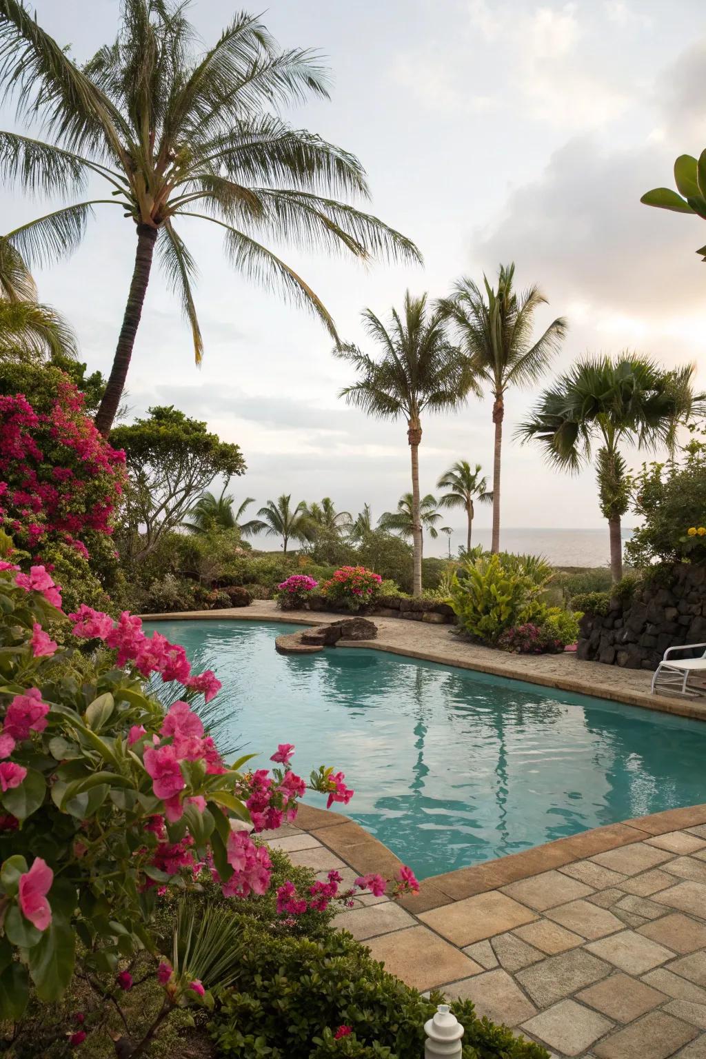 Design a tropical getaway using your spool pool.