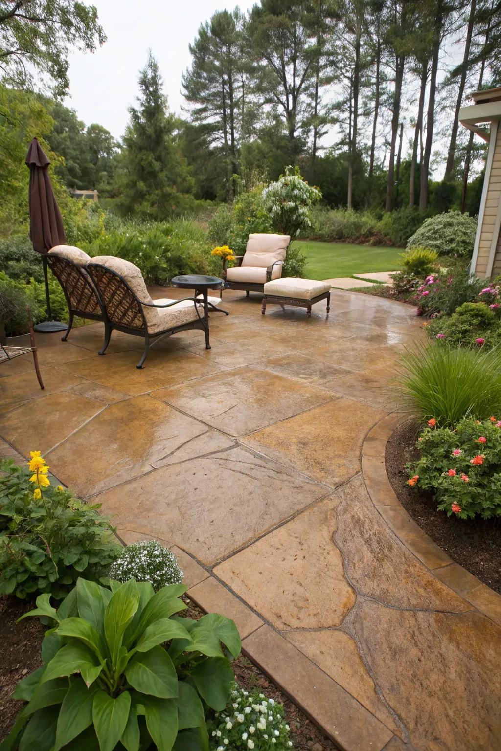 A naturally-stained patio that matches the beauty of the outdoors.