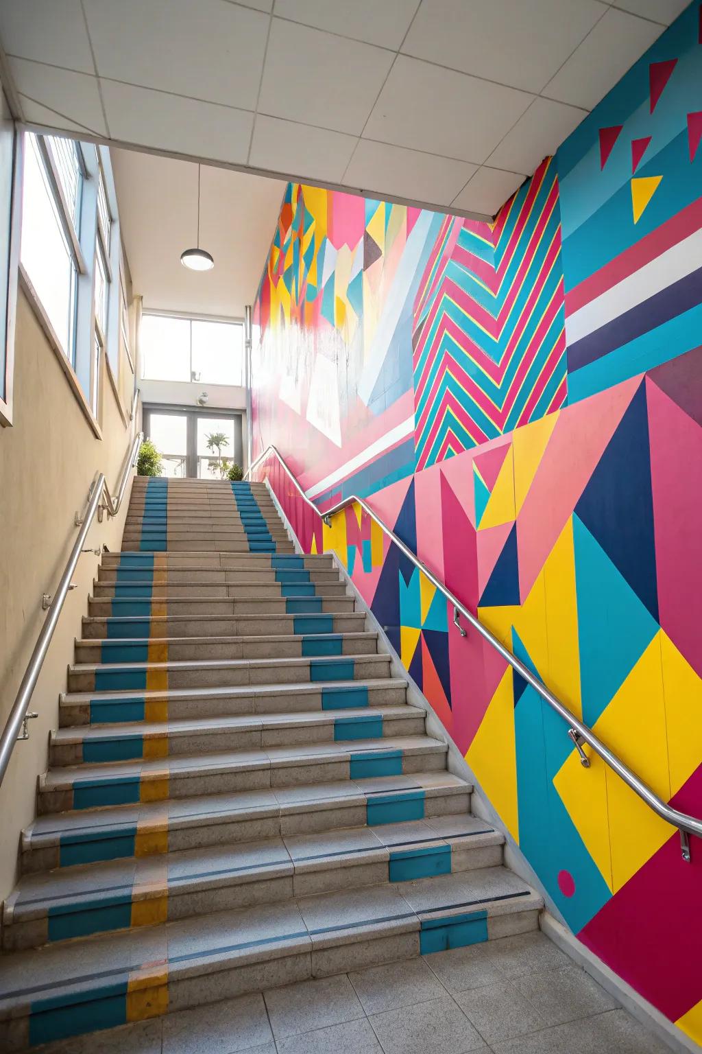 Introduce modern style with geometric shapes in bright shades.