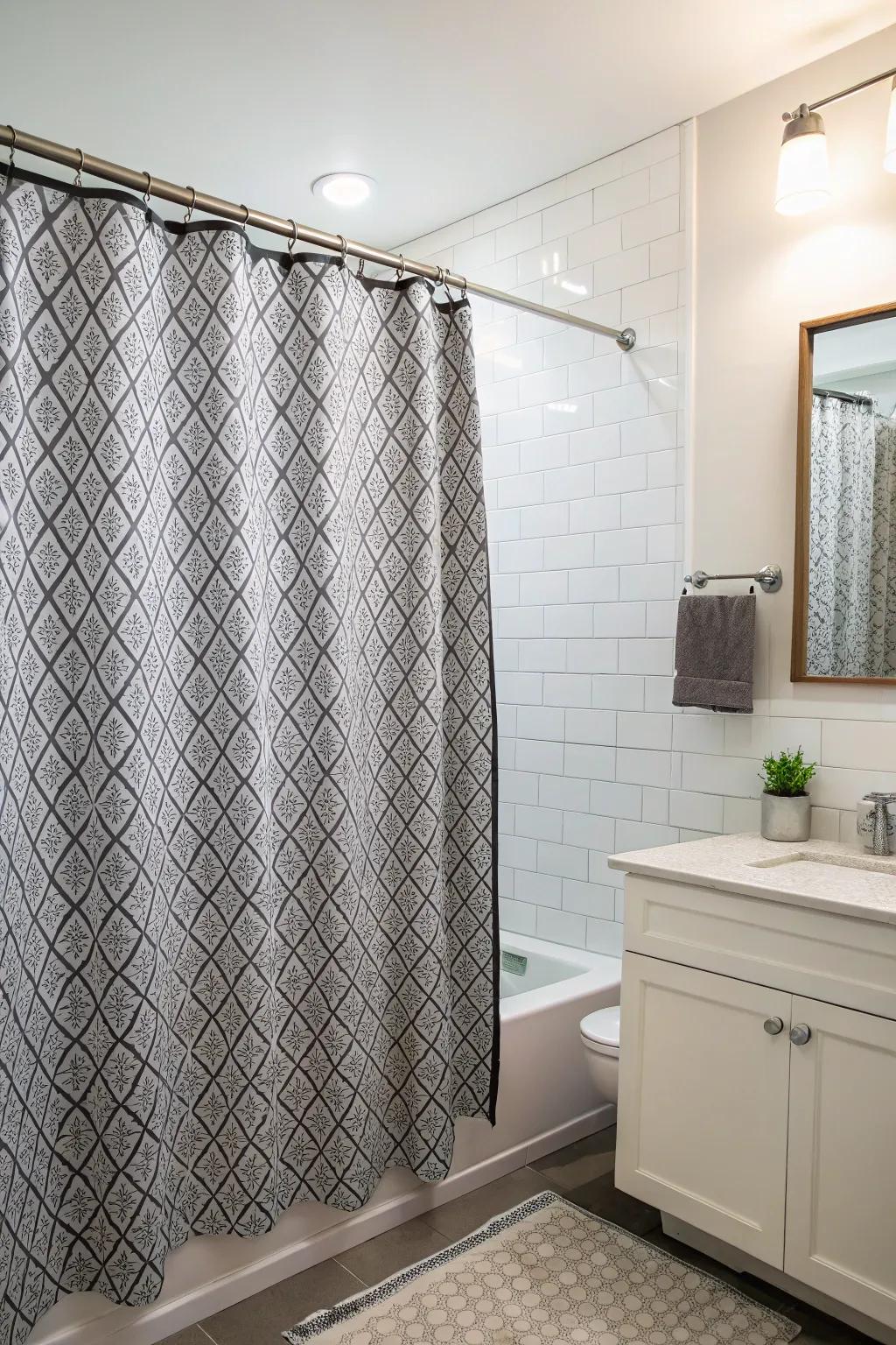 Make your bathroom personal with a uniquely designed shower drape.