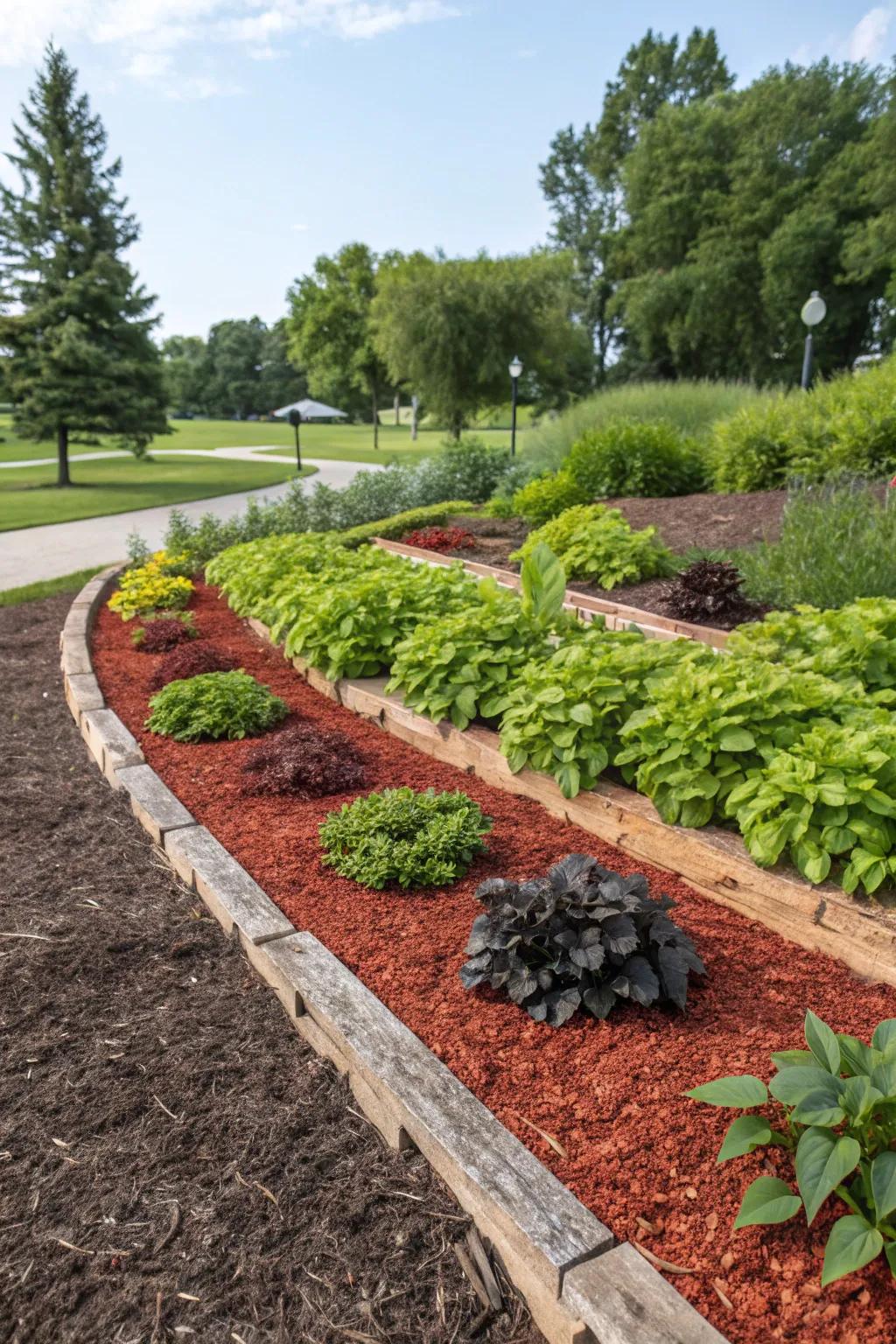 Refine your garden's charm with vividly colored mulch beds.