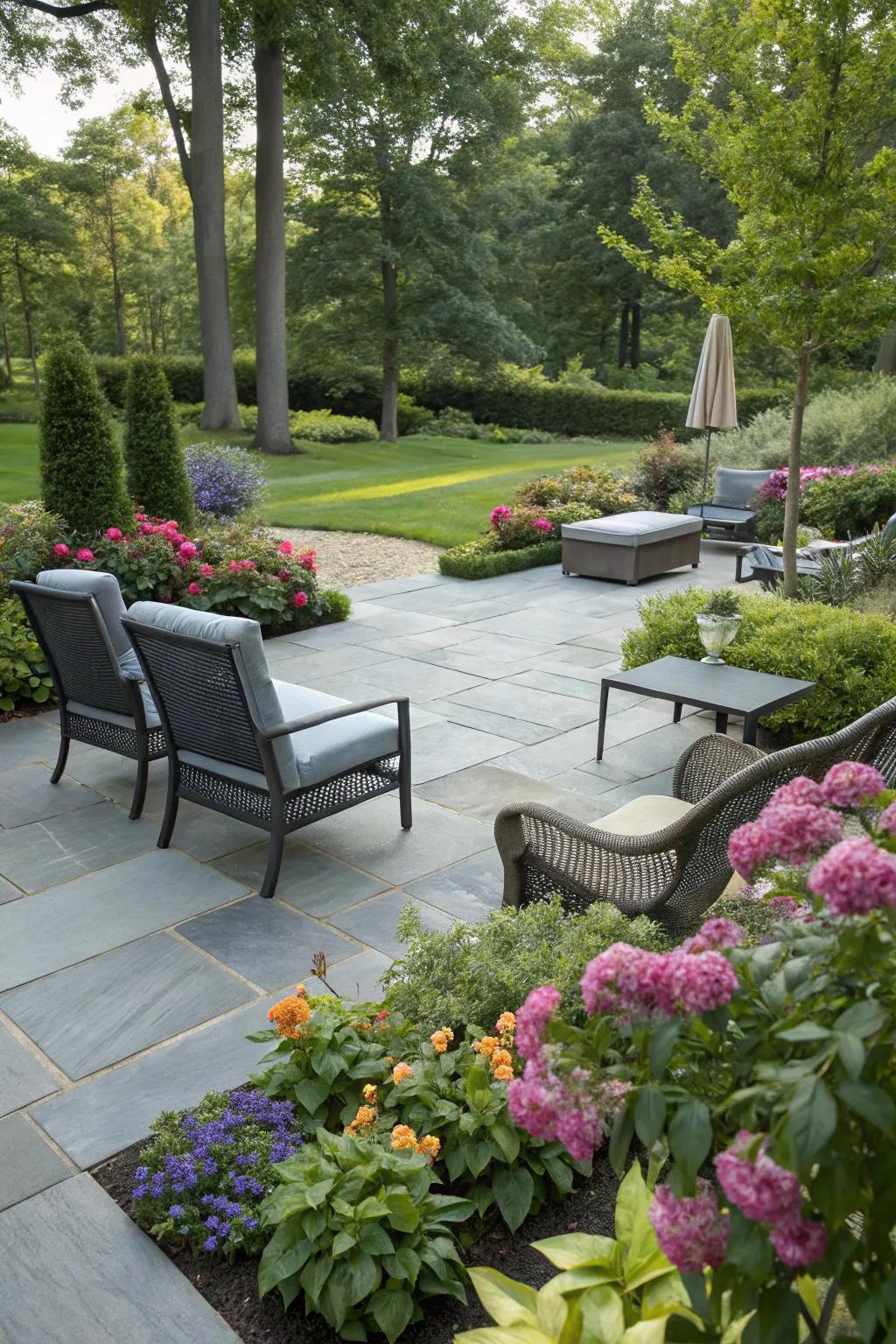 A refined slate patio showcasing modern aesthetics.