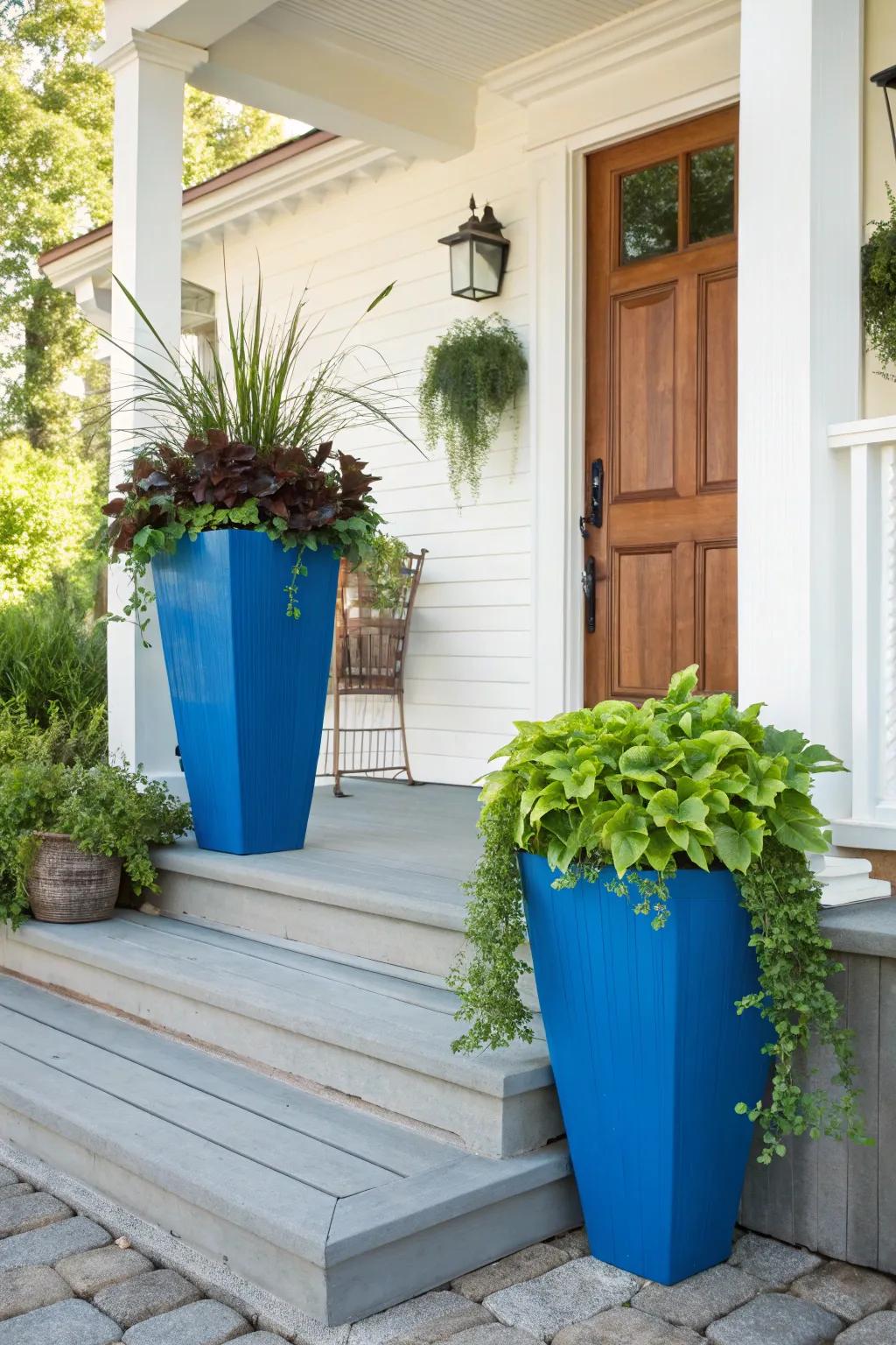 Bright containers can revolutionize the entire look of your porch.