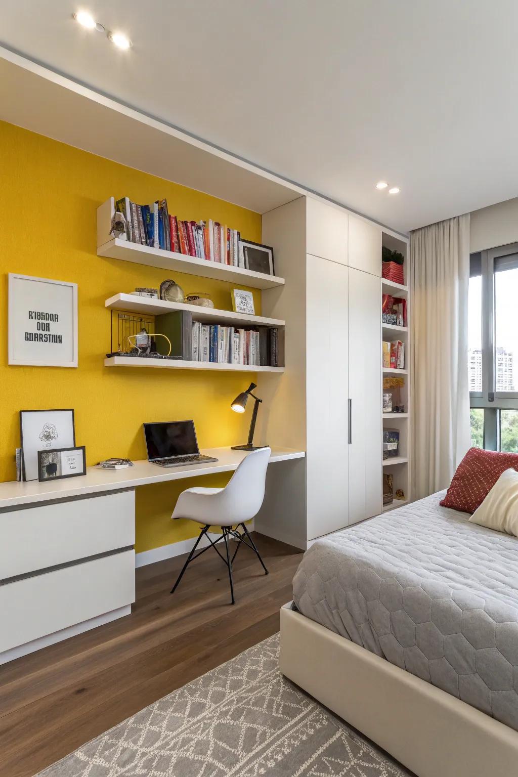 A bright feature wall is able to boost the room&rsquo;s energy.