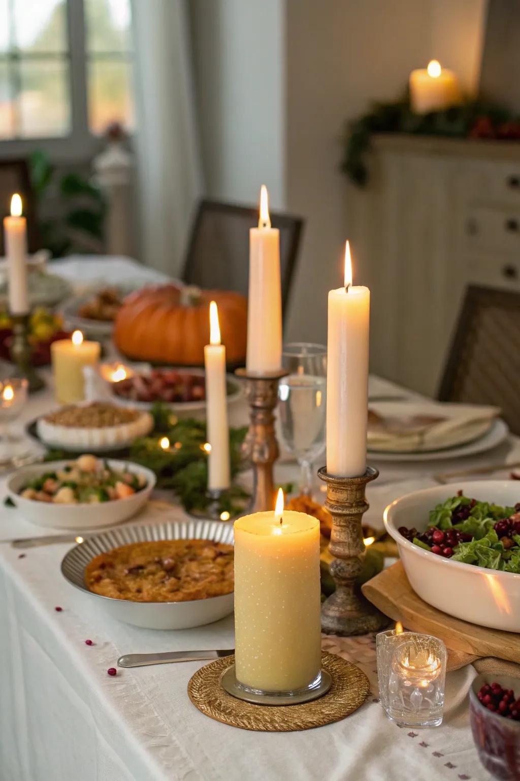 Candles create a warm and inviting ambiance for your table.