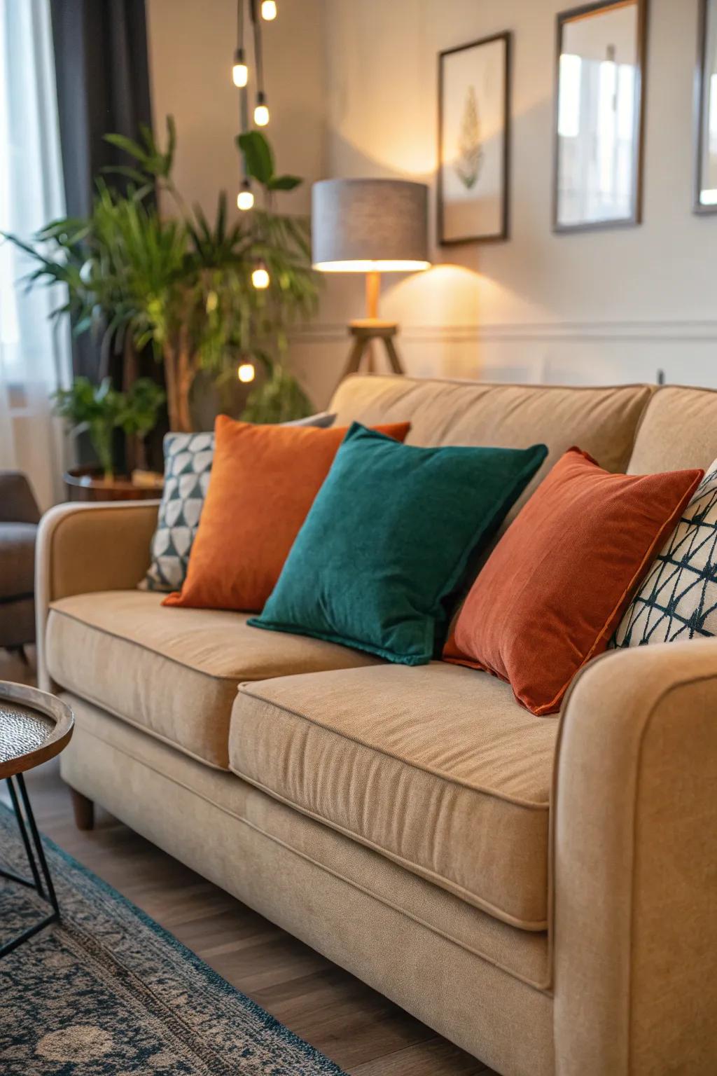 Strong colors inject vitality and excitement into a neutral design.