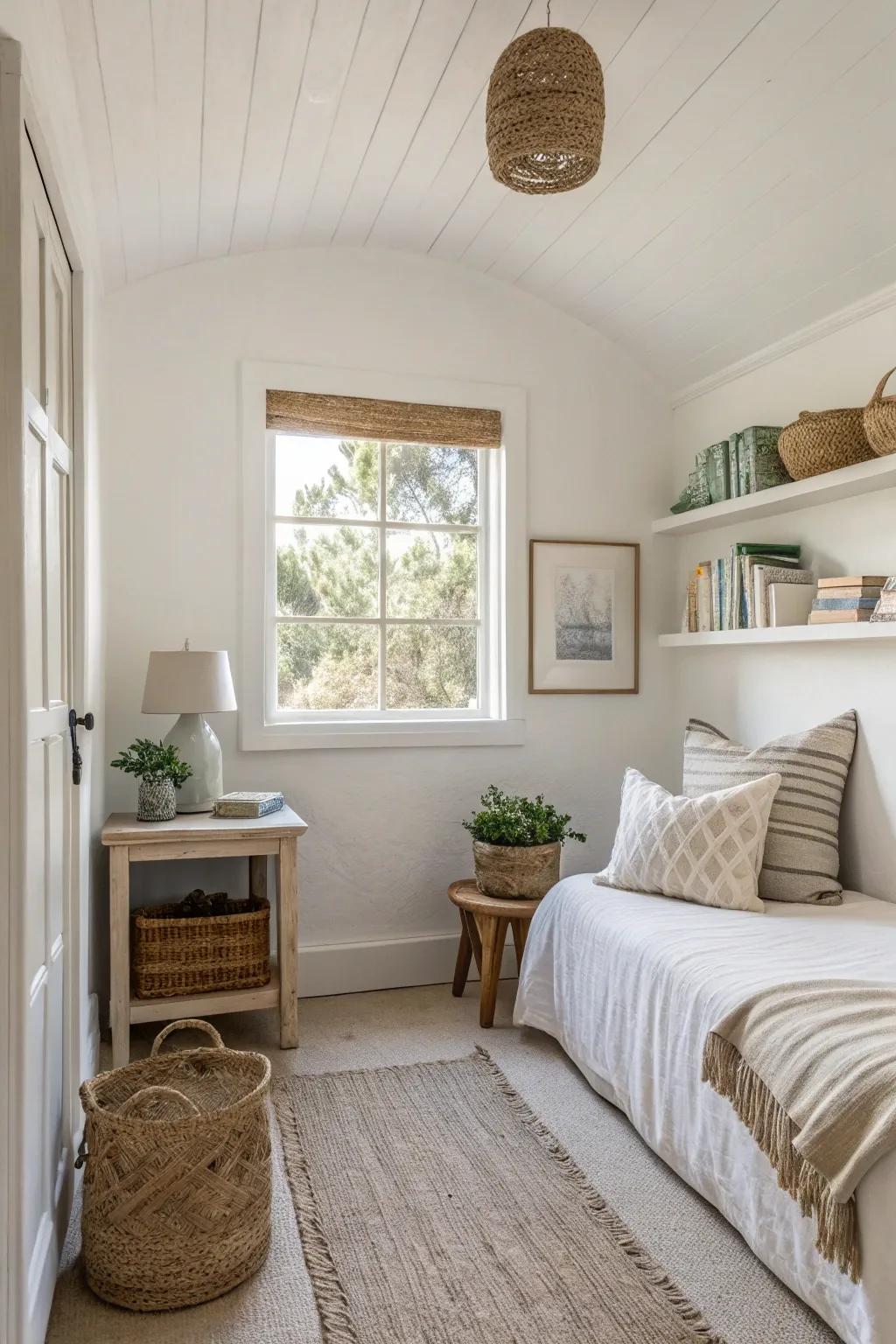 Light shades expand a small room, making it feel airy and appealing.