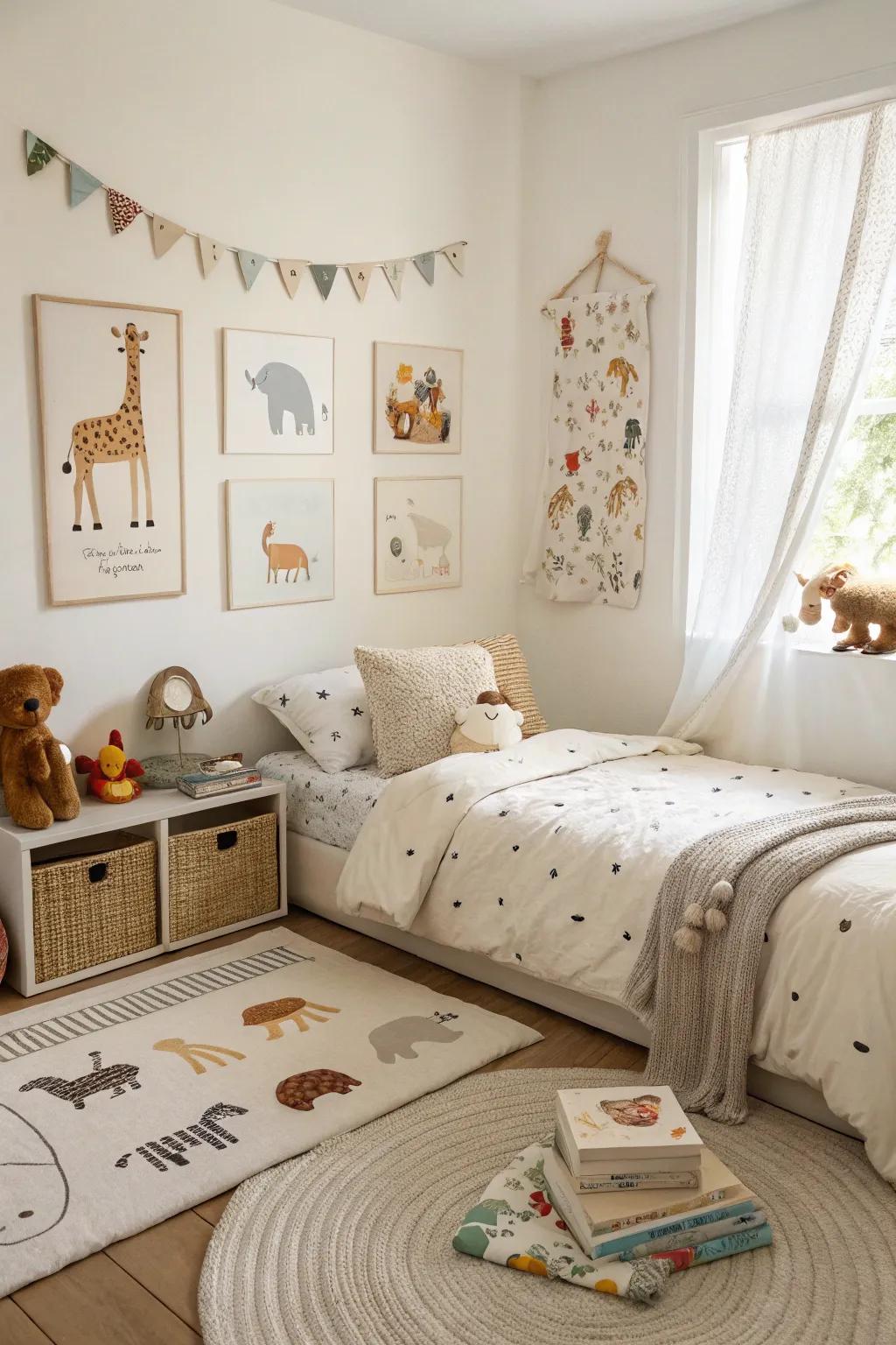 Wildlife-inspired decor infuses a sense of excitement into the space.