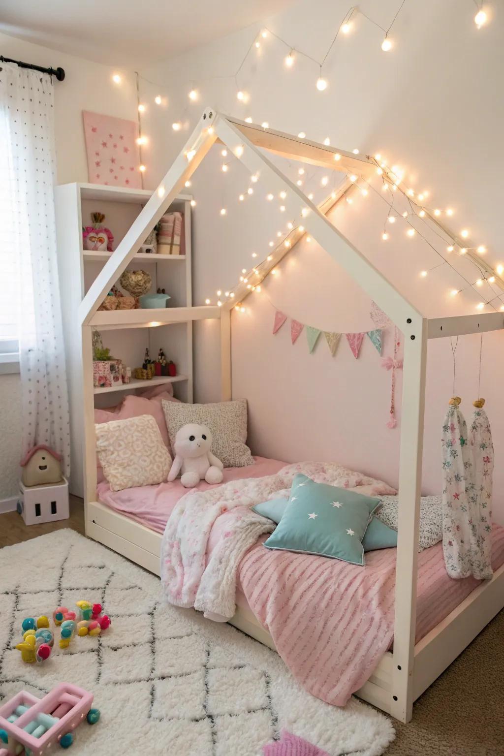 A delightful playhouse-style bed that enhances comfort and charm.