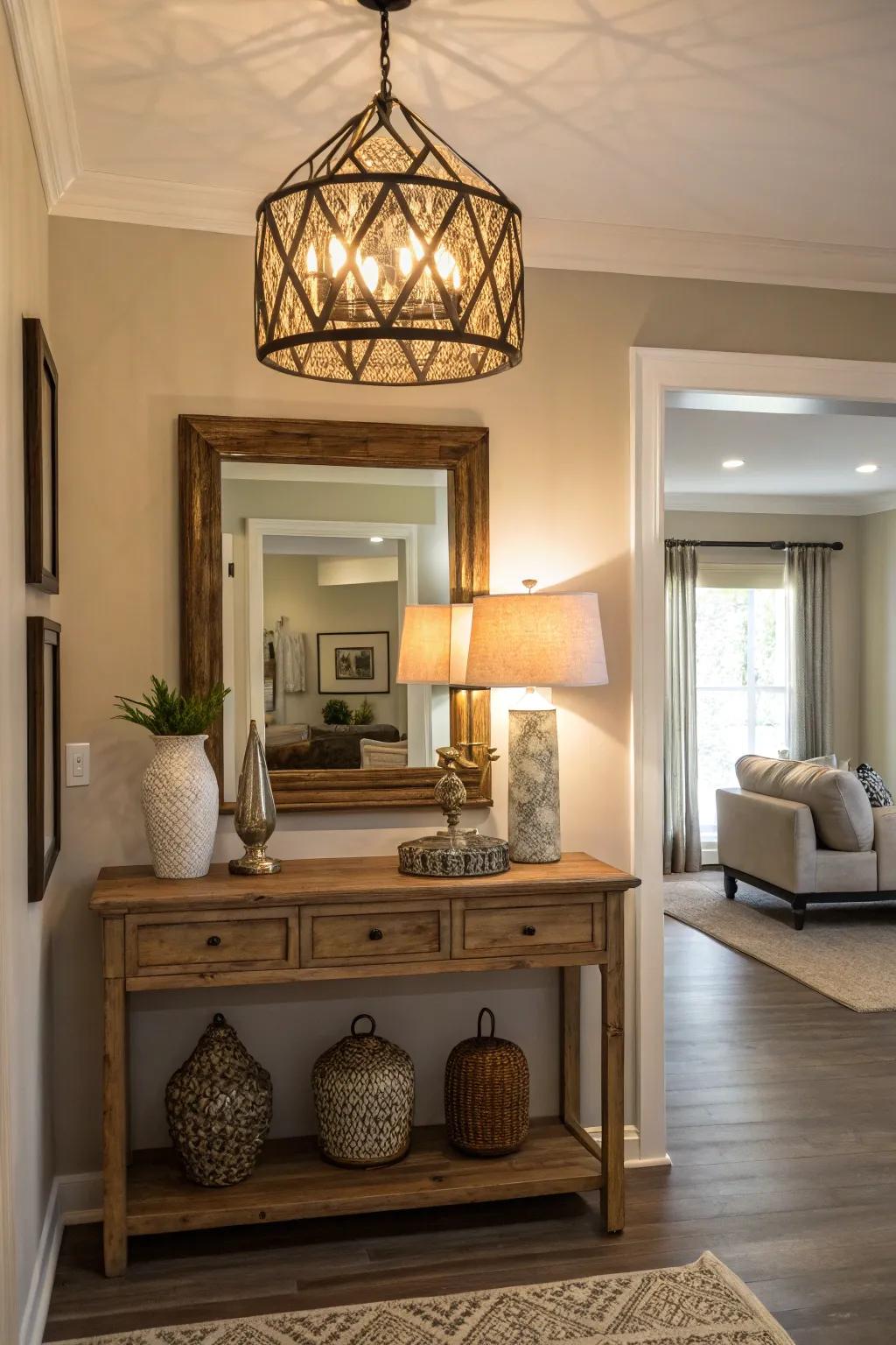 Pendant lighting gives your entryway a cozy and sophisticated feel.