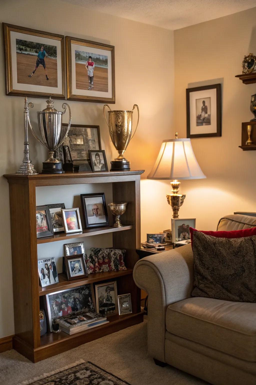 A personalized showcase with awards and memories