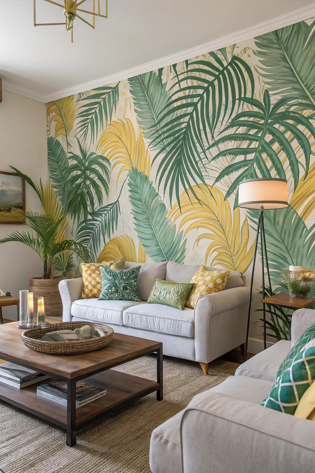 Exotic prints give the space a unique and lively charm.