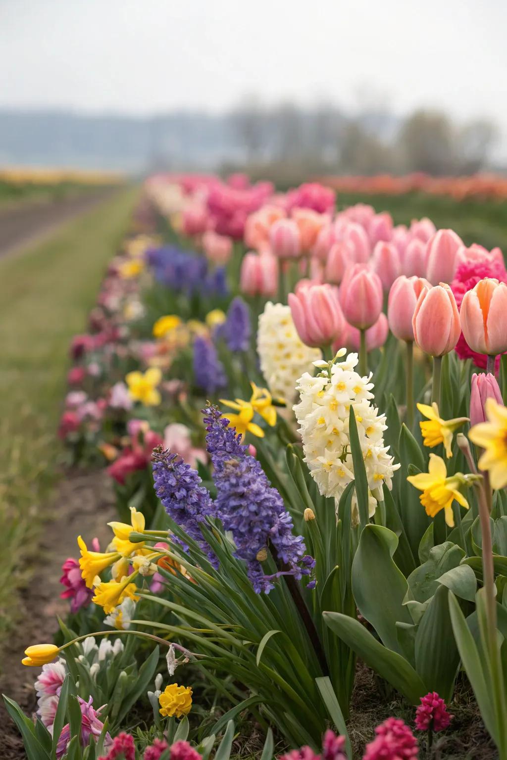 A beautiful mixed border of blossoms, fragrant bells, and sunshine blooms, offering a symphony of colors and textures.