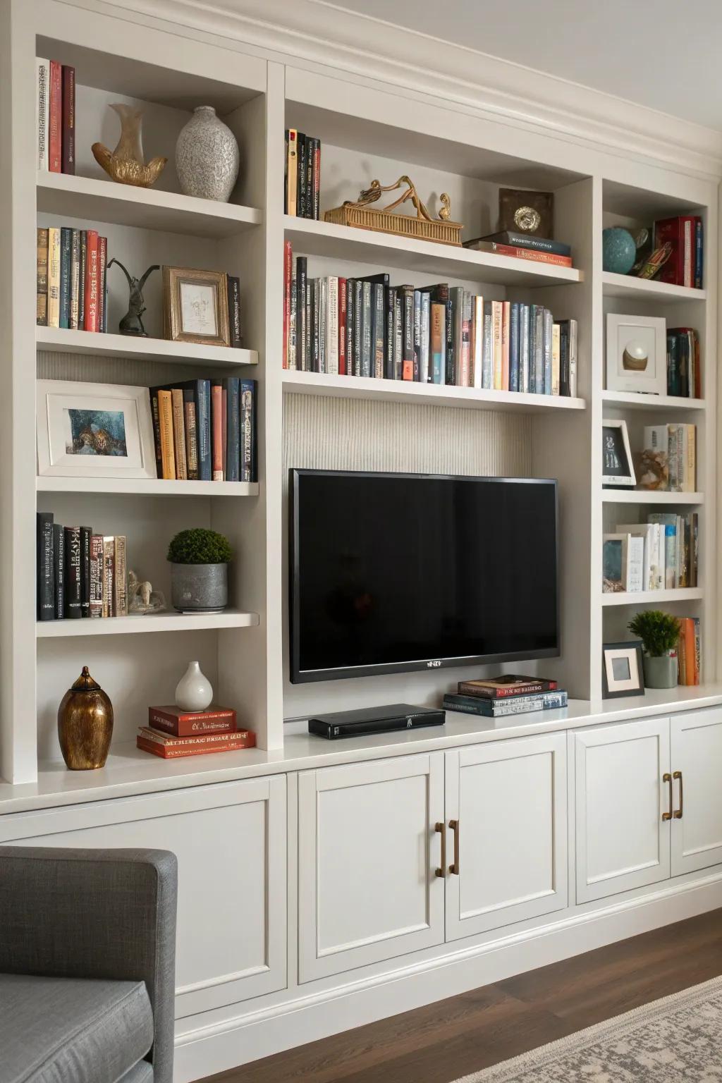 Integrate your TV into your decor with integrated shelving.