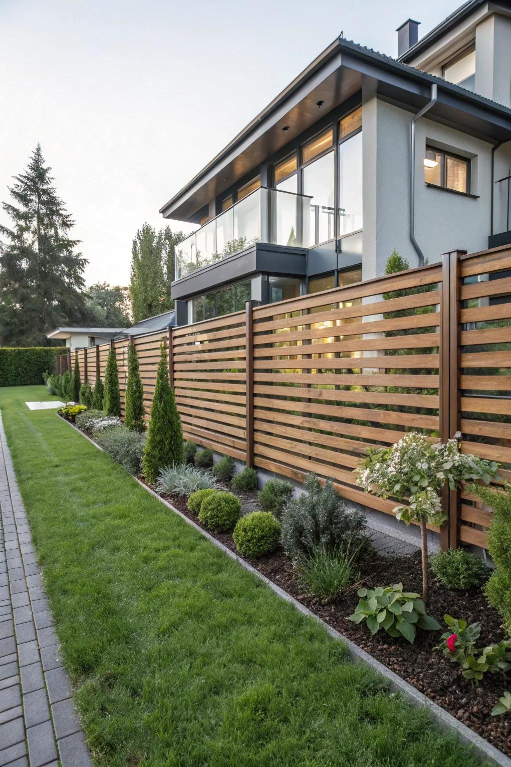 Horizontal panels add a streamlined touch to any outdoor area.