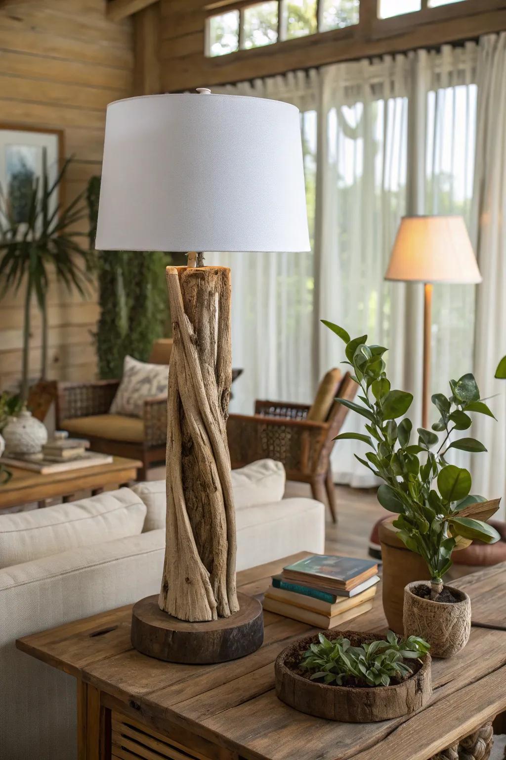 Accept nature with a coastal wood lamp.