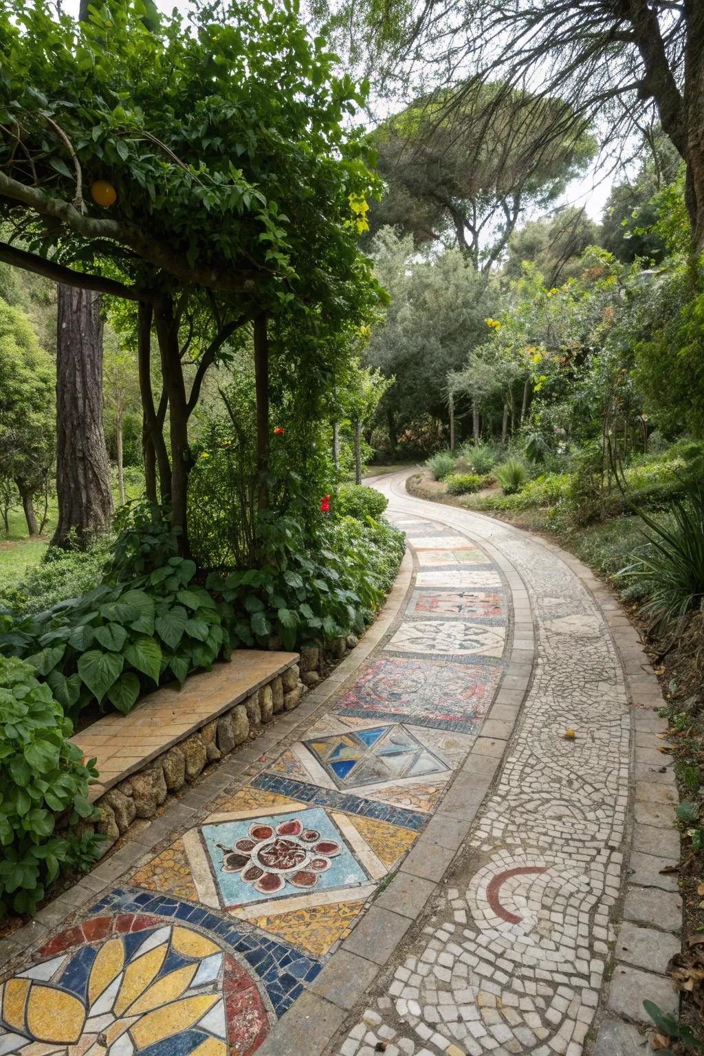 Create a pathway that doubles as a lively piece of art, imbuing your garden with color and personality.