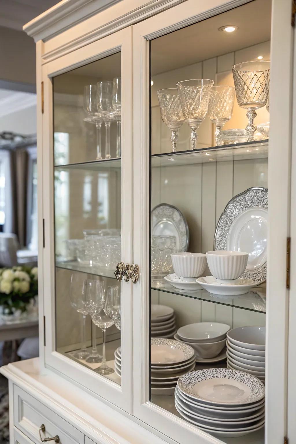 Show off your favorite items with see-through door cabinets.