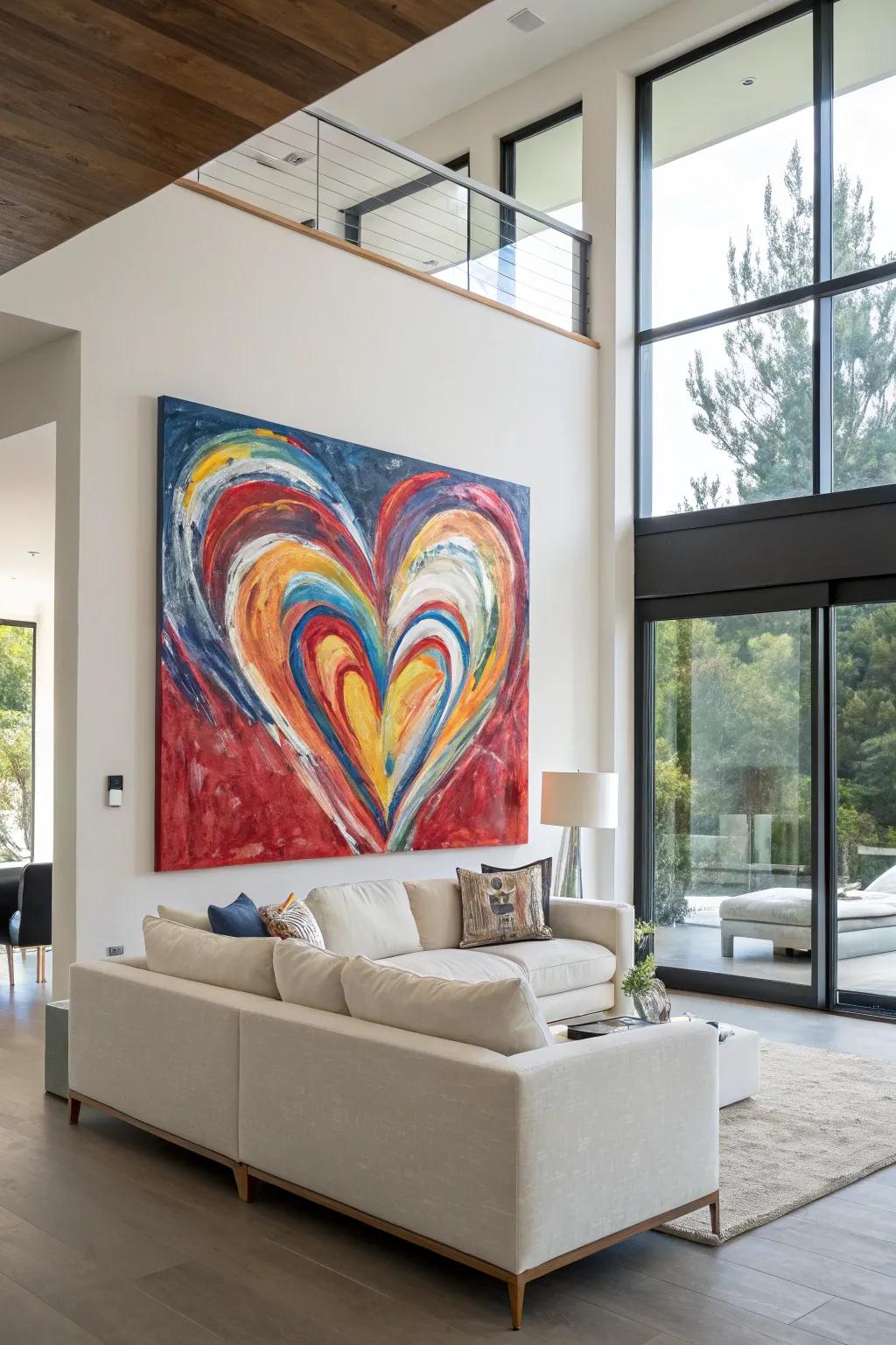 Abstract heart art brings a modern touch to Valentine's decor.