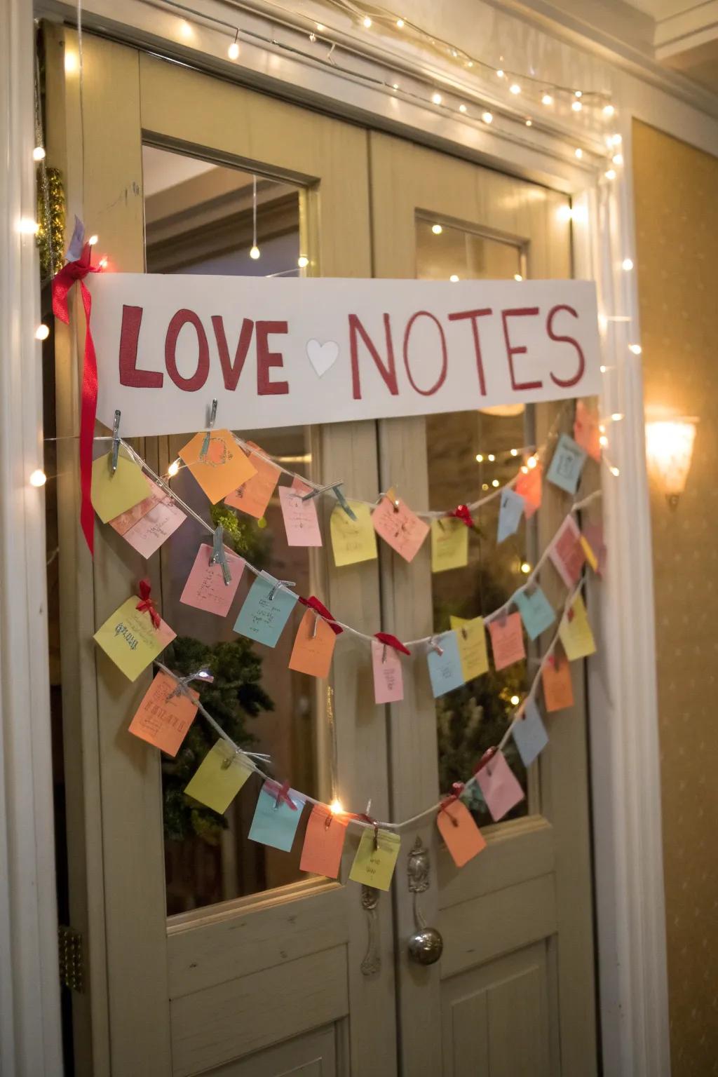 A garland of love notes adds a uniquely personal touch to your entryway.
