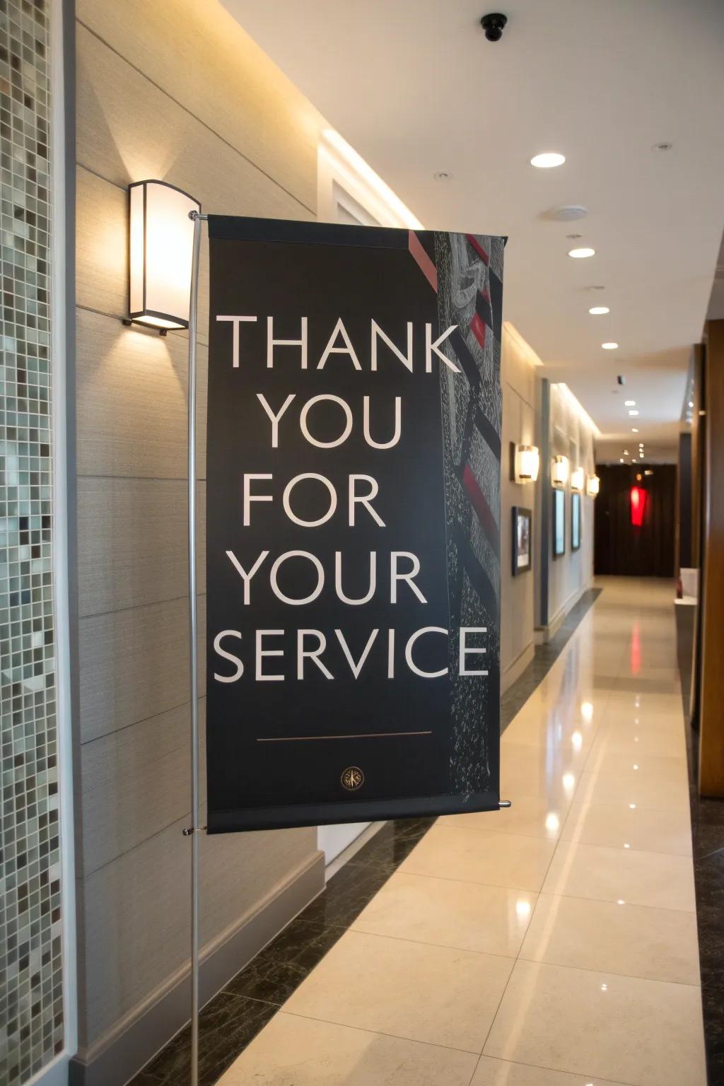 A pleasant welcome featuring a sincere message for veterans.