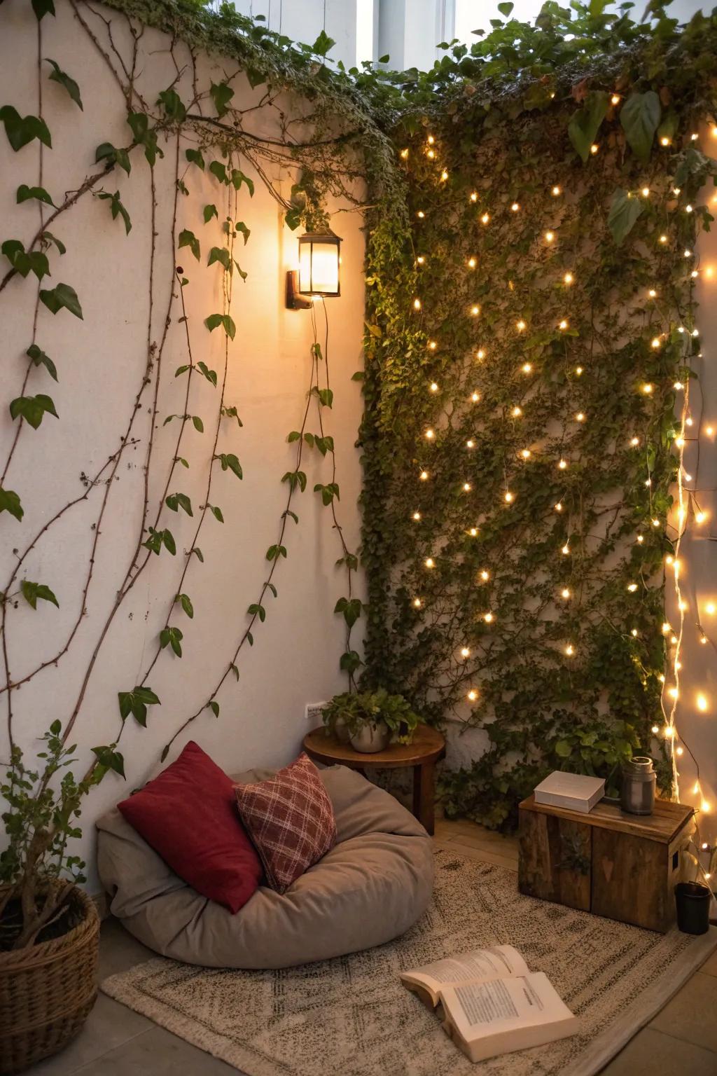 Introduce a dash of enchantment using vines and twinkle lights.