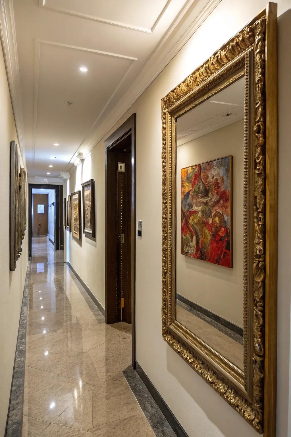 Smart mirror placement to accentuate wall art.