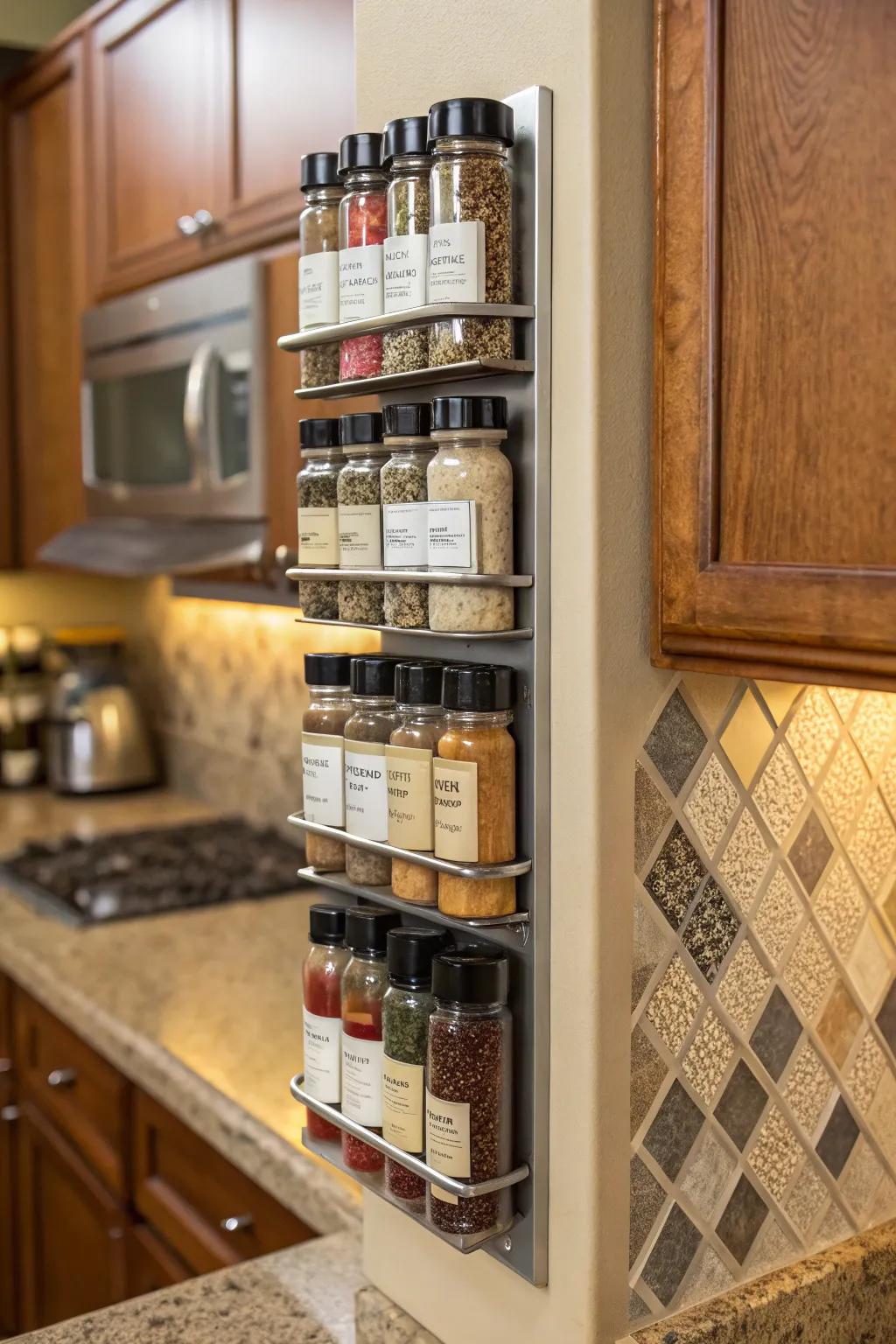 Vertical organizers make excellent use of space in smaller kitchens.
