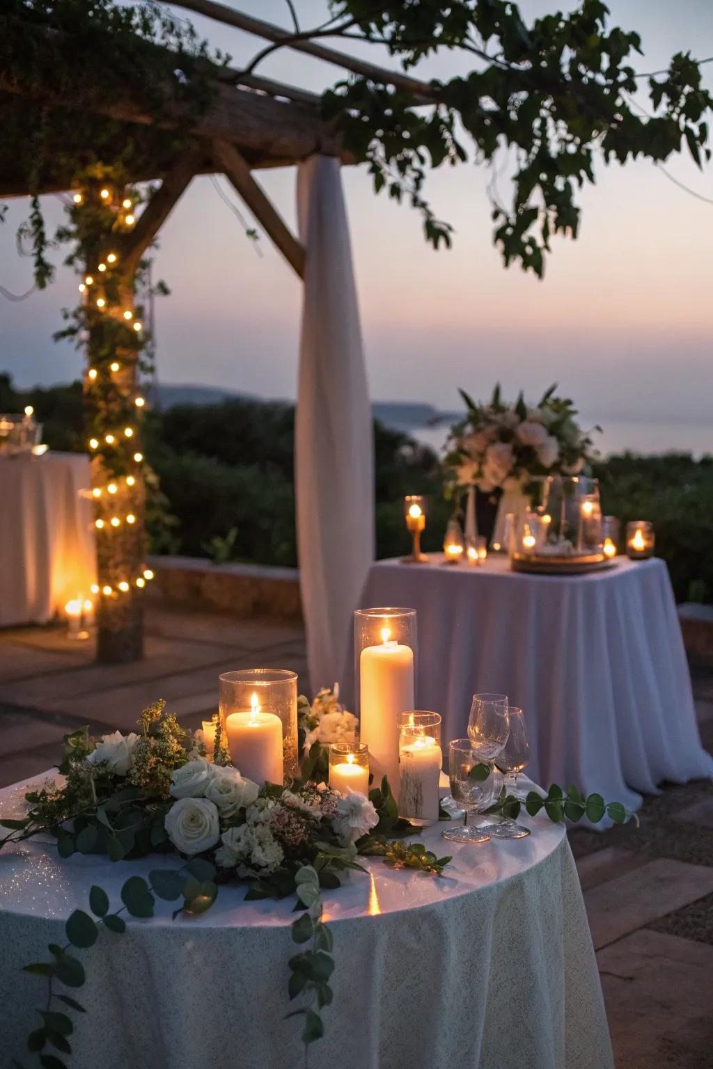 Soft candlelight introduces warmth and romance to any wedding setting.