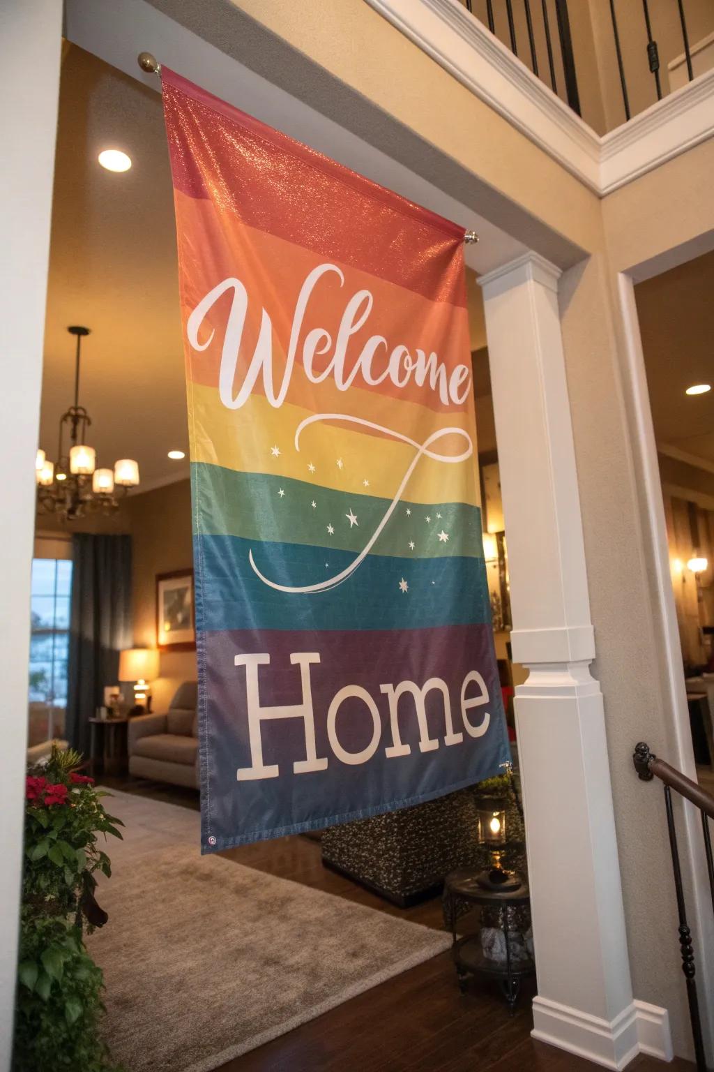 A custom-made welcome banner adding a personal touch.