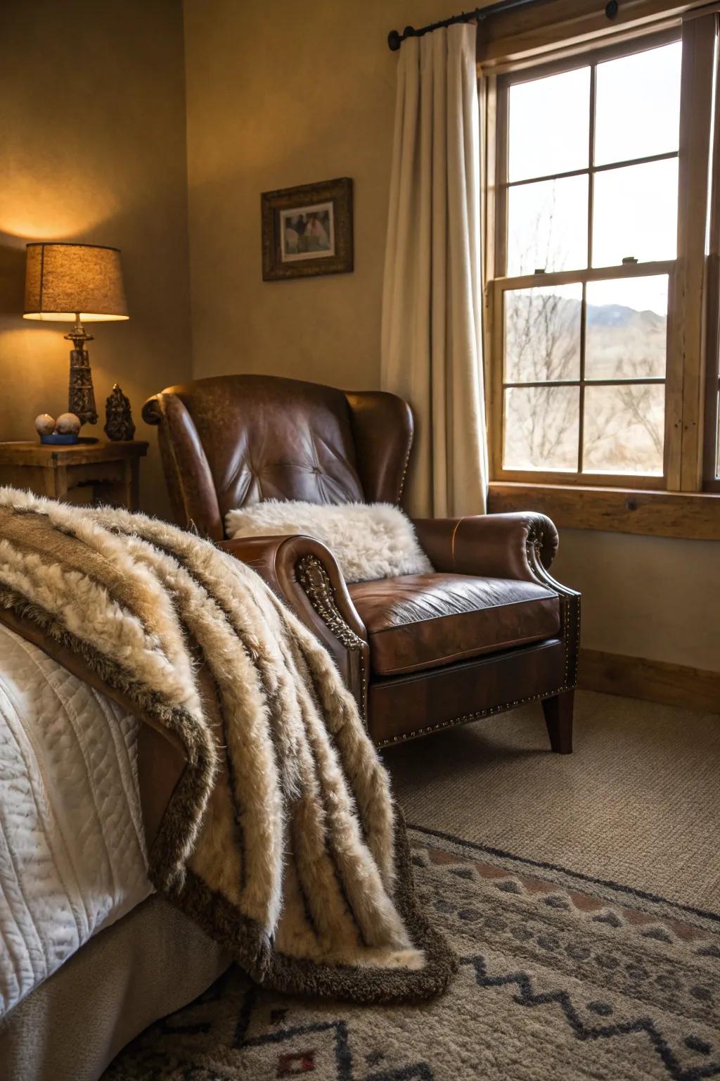 Natural textures fashion a cozy and welcoming western ambiance.